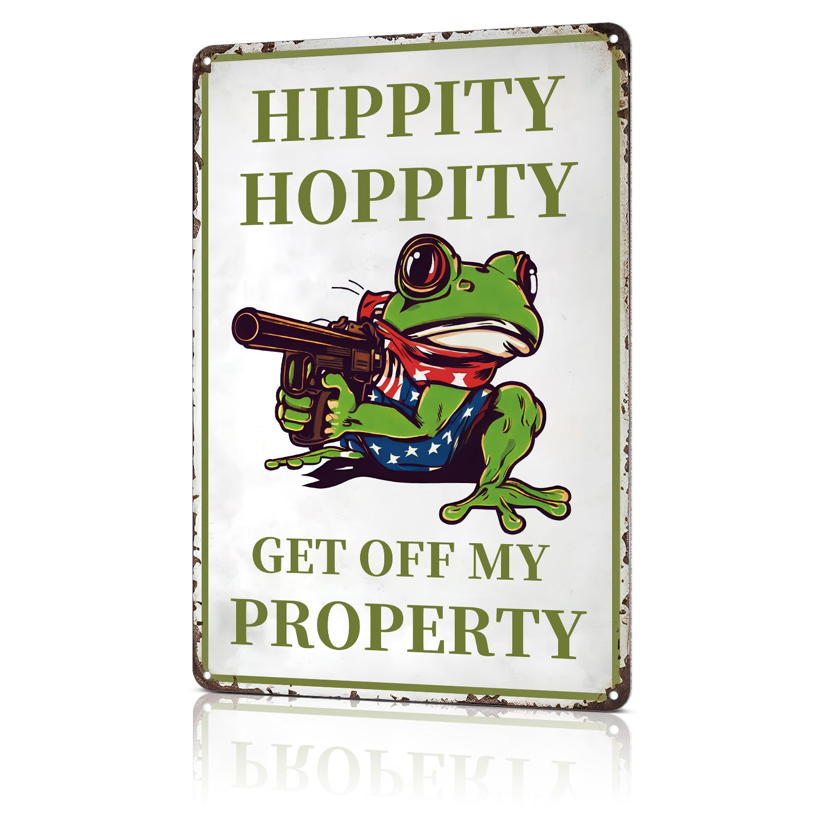 Cartello In Latta Retrò Rosefinch Stone 'Hippity Hoppity Get Off My Property' - 20x30 Cm Per Garage, Bar, Man Cave - 4