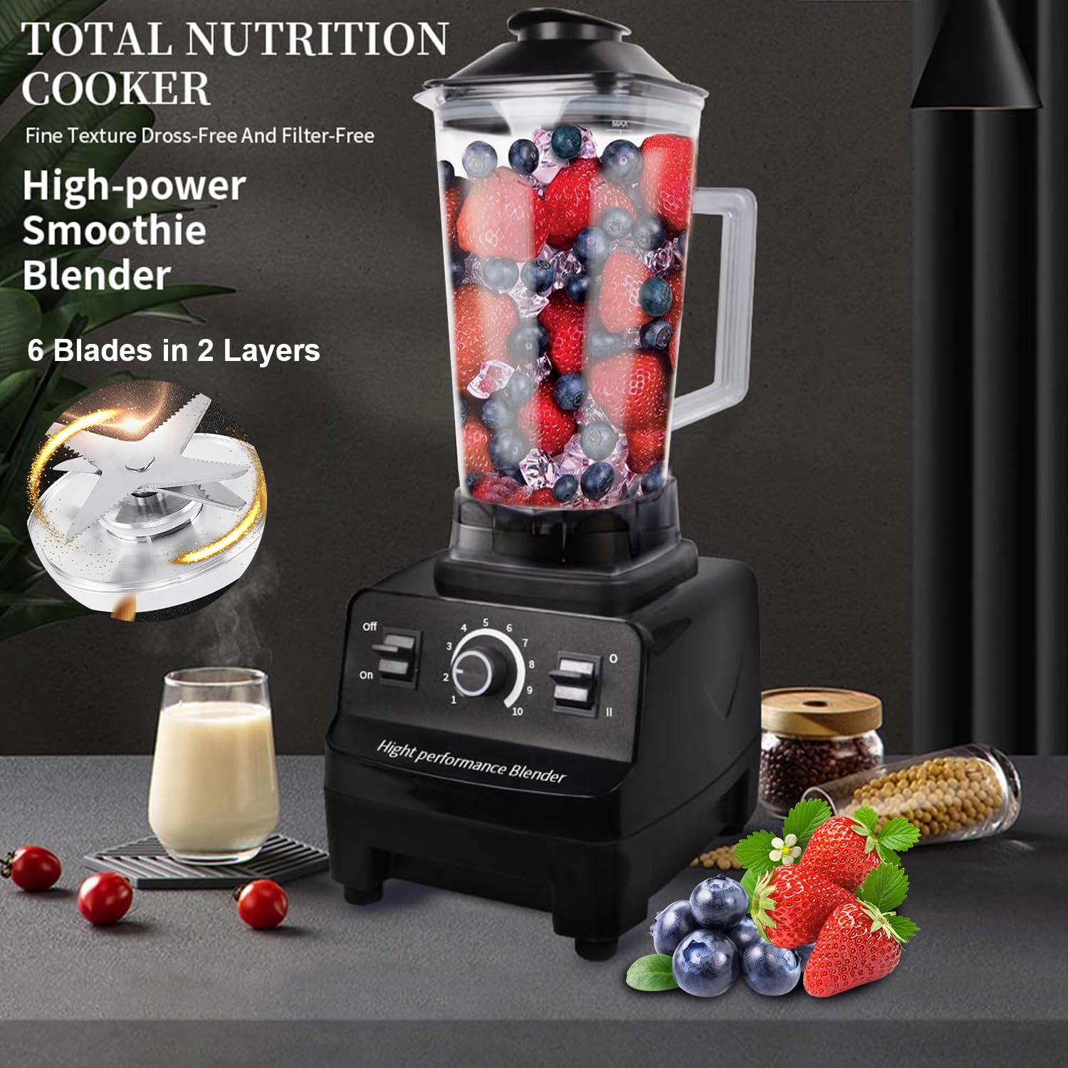 Gziztx 2 in 1 Blender and Smoothie Maker, 2L High-Speed Blender
