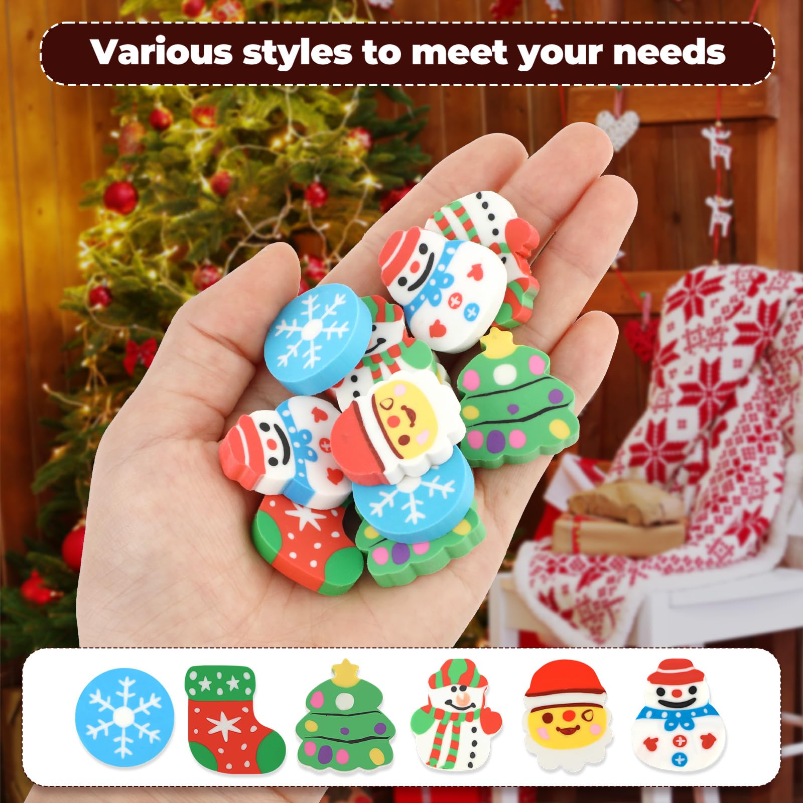 Toyvian Gomme Natalizie Albero di Natale di Babbo Natale Pupazzo di Neve Forma di Fiocco di Neve per Gli Studenti Regali per Bambini 1 Scatola