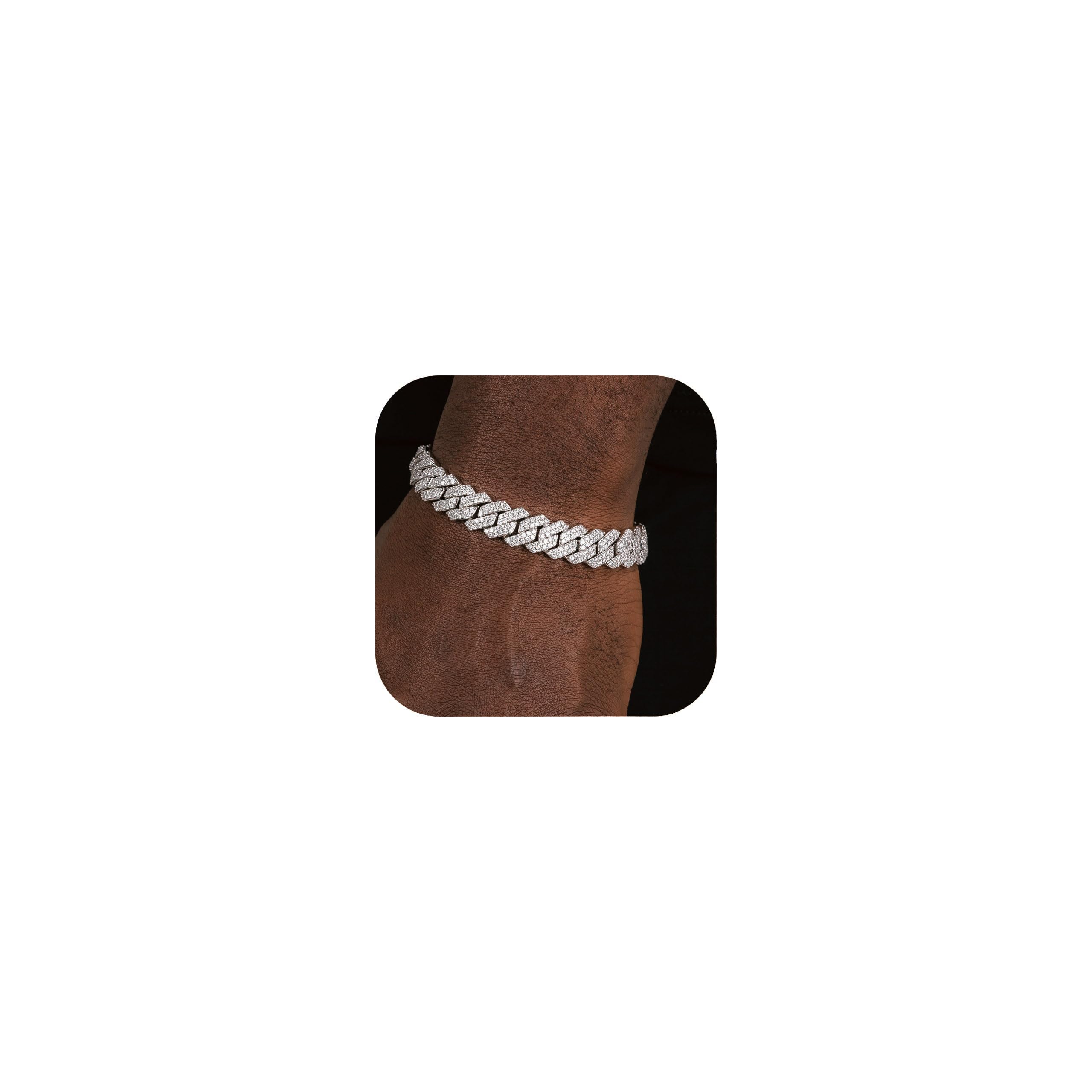 Men's Silver Gold Cuban Link Chain for Men Women Diamond Necklace Necklace Iced Out Chain Miami Cuban Link Bracelet Men Hip Hop Jewelry for Men and Women Jewelry Gift-image-19