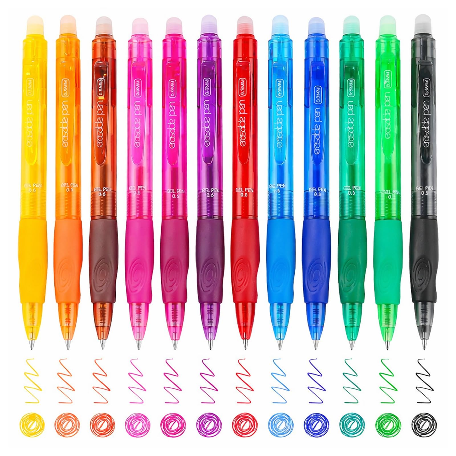 HAPPOW 12 Pack Erasable Gel Pens Coloured Pens Retractable 0.5mm Fine Point with Refills Smooth Writing for School Office Home Stationery