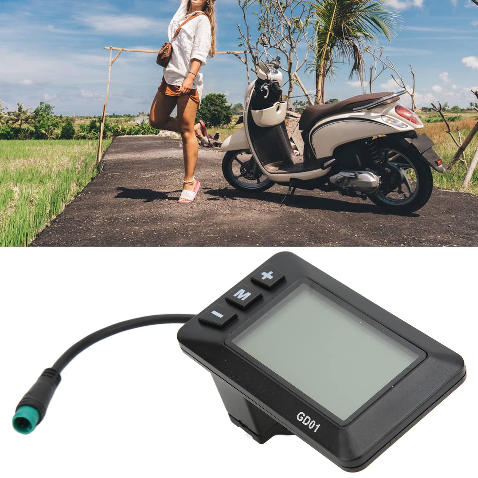 LCD Display, 36V 48V GD01 Anzeige mit wasserdichter 5-Pin Schnittstelle für 22.2mm Lenker