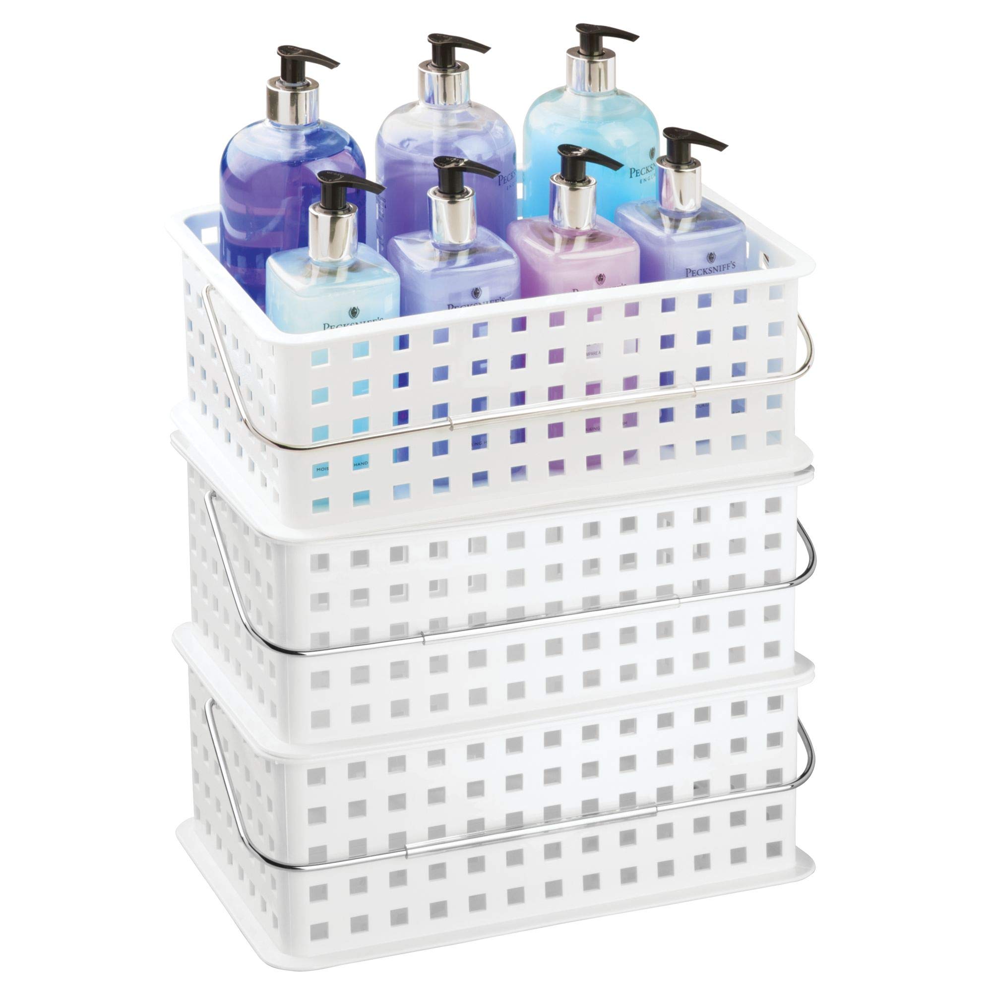 Cesto Organizer IDesign Basic - Plastica Bianca Per Bagno E Cucina, 35.6x22.9x12.7cm - Foto 3