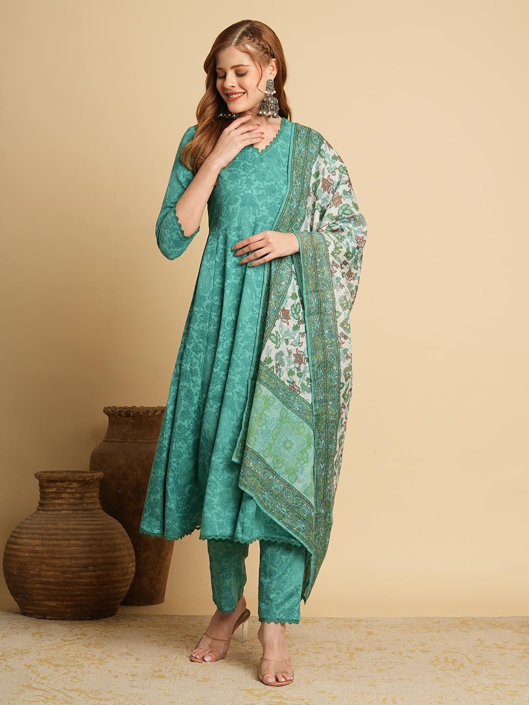 ANNI DESIGNER Kurta pour femme avec pantalon et dupatta