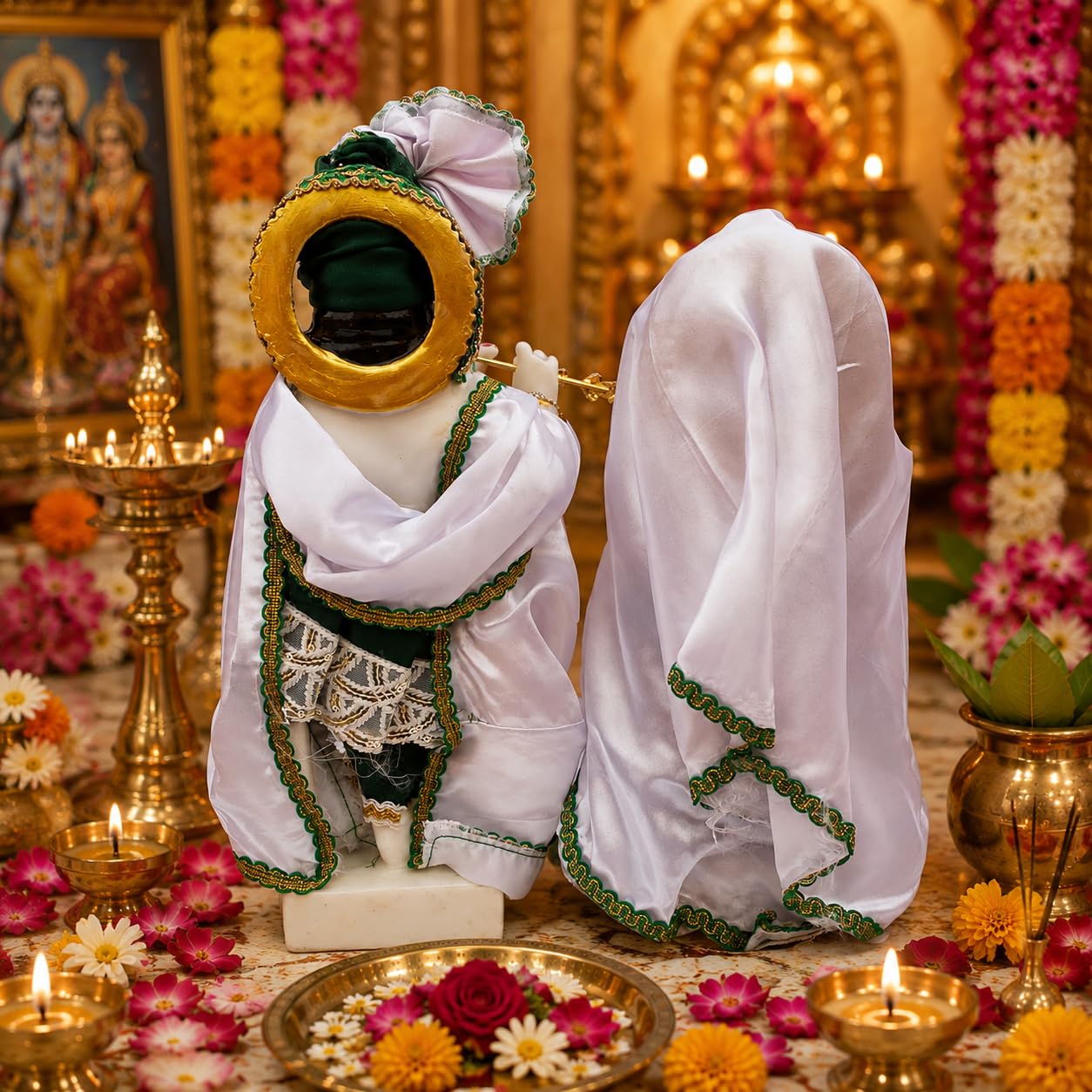 KRISHNAGALLERY1 Marble Dust Radha Krishan Murti Statue with fix Dress Decoration Home Pooja Gift Showpiece Radhe Krishna Idol Murti Size 12 Inch 1 Feet 2