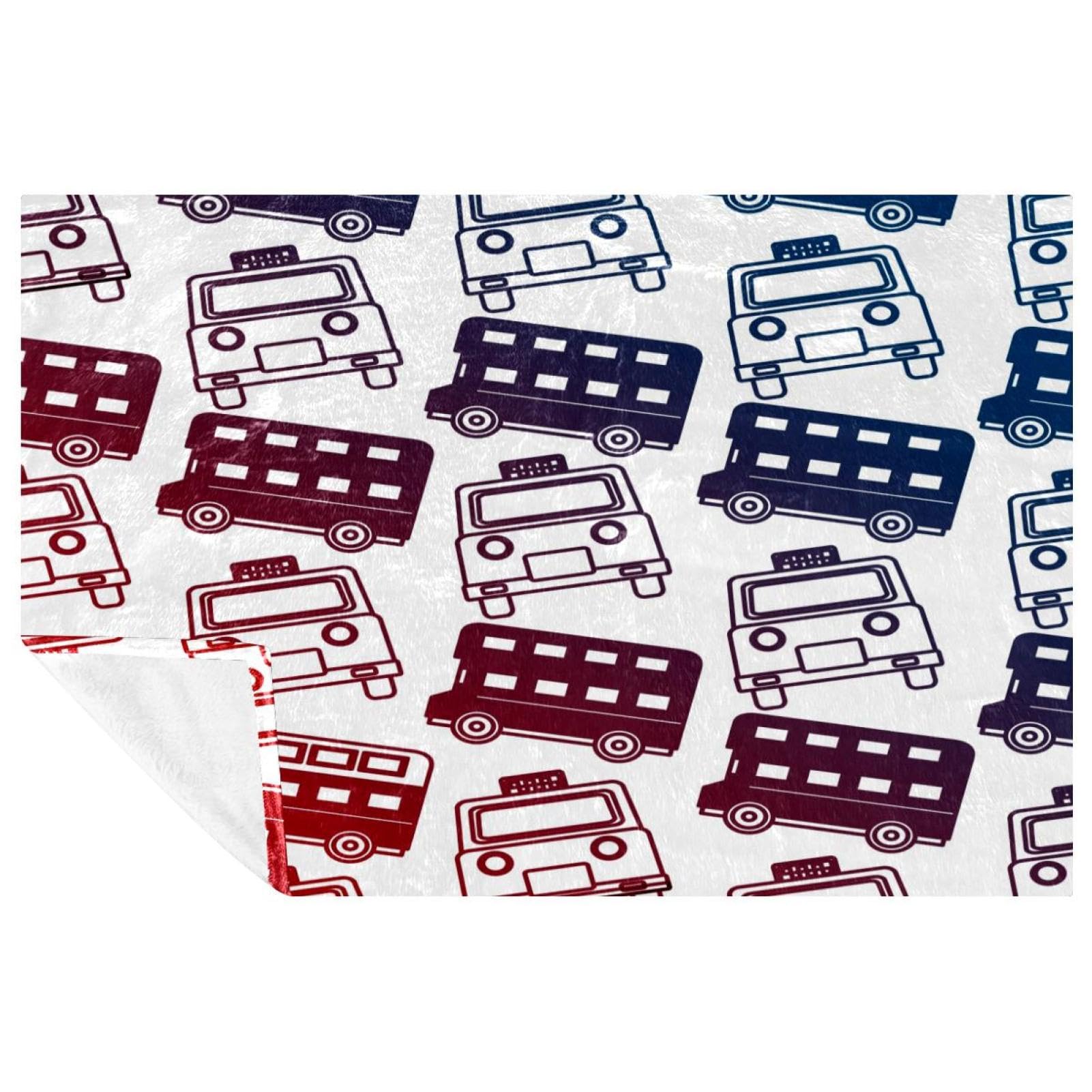 Couverture double étage imprimé bus et taxi rouges plaid 150 x 100 cm