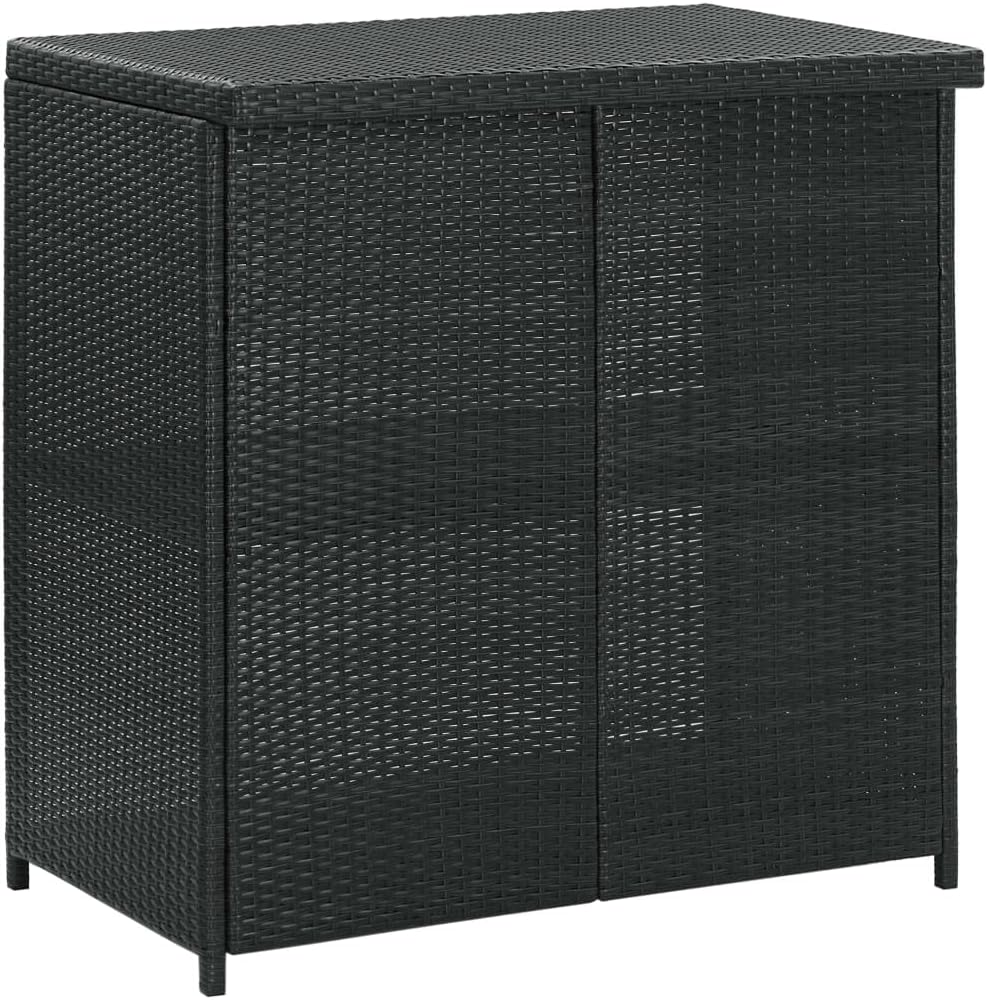 vidaXL Bar Set 3 Piece, Dining Table Set for Dining Room, Bar Tables and Chairs Set, Dining Room Counter Height Table Set, Modern, Poly Rattan Black
