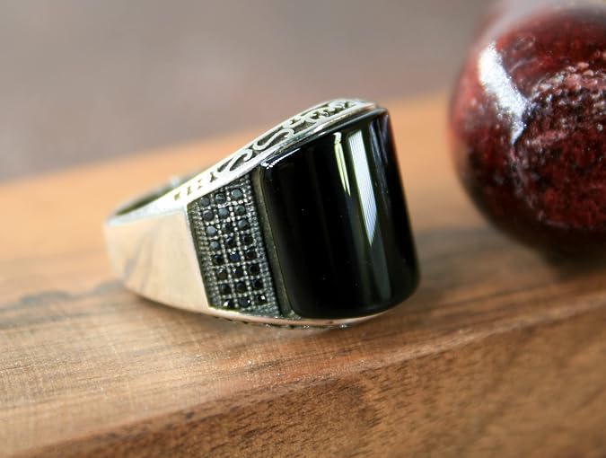 925k Silver Mens Ring-Handmade Mens Ring-Onyx Stone Ring-Signet Ring Mens-Jewelry Gift For Mens-Silver rings for Men- Men Onyx Wedding Ring