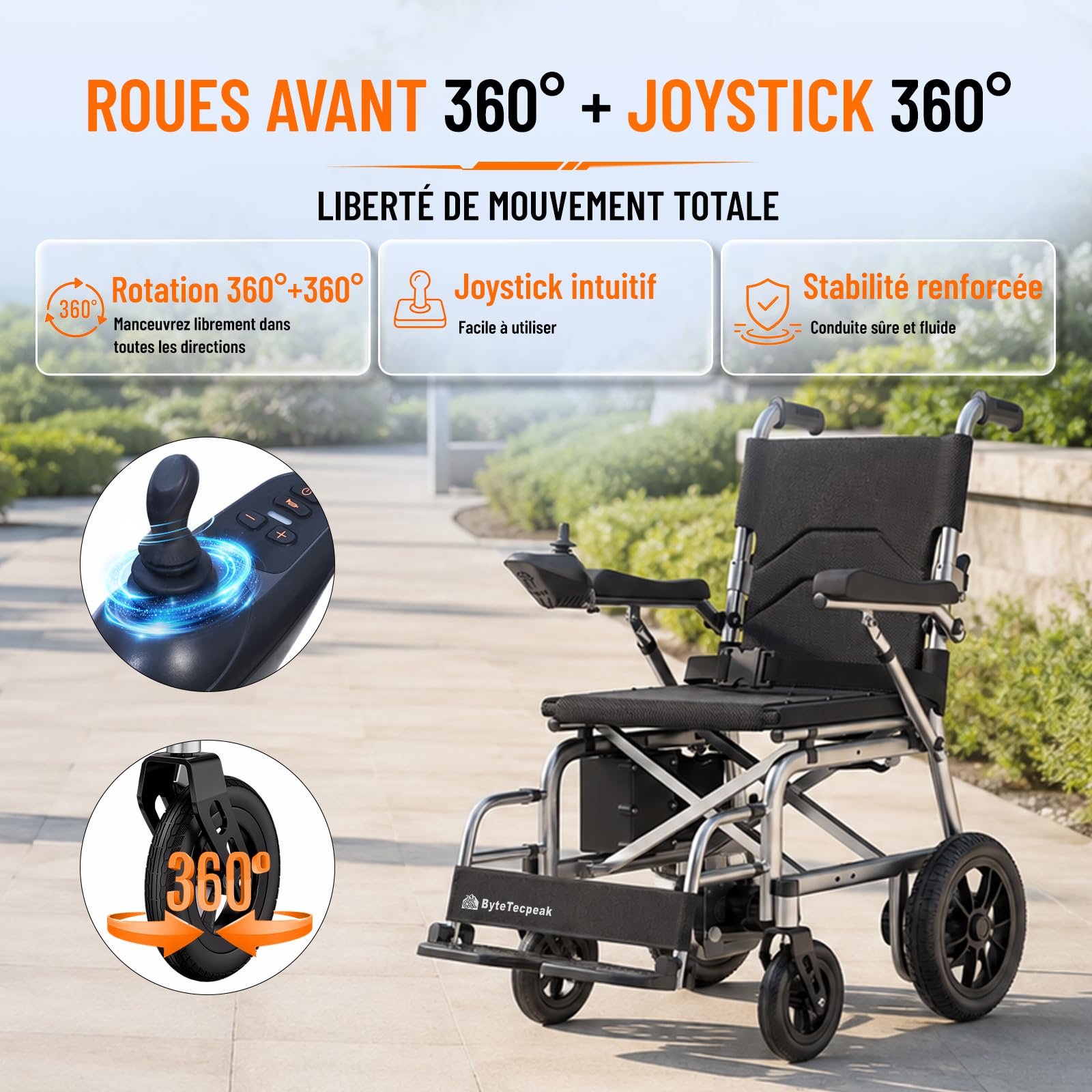 Fauteuil roulant électrique pliable E21 - argent/noir