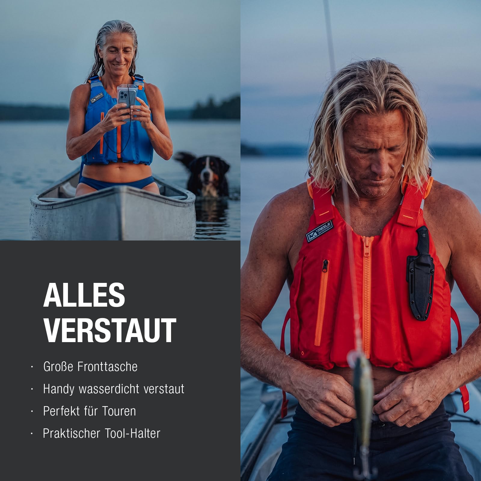 MESLE Kajak & SUP Schwimmweste Ara Mesh 50N Unisex 50–120 kg – High-Back Design, mit Tasche & Handyhülle | Leichte Schwimmhilfe Herren/Damen für Paddeln, Rudern, Segeln, Angeln & Wassersport