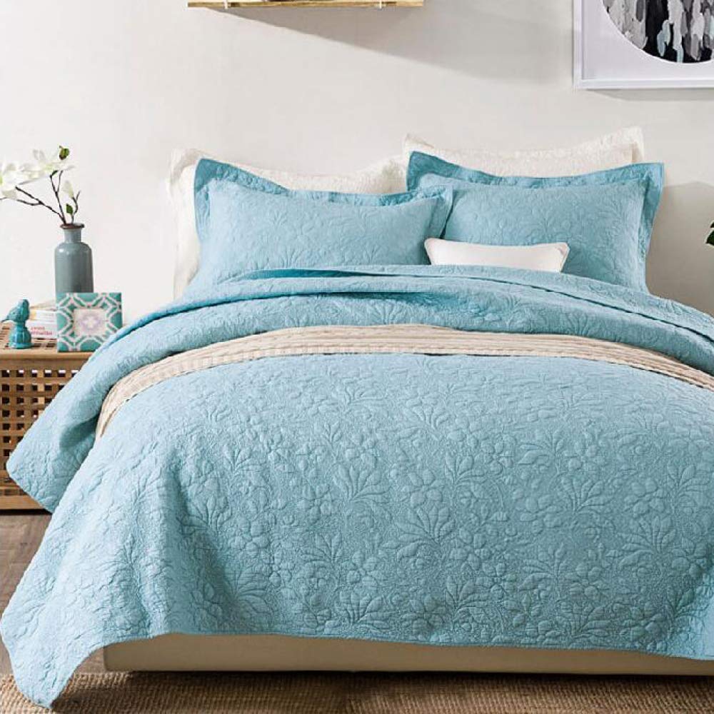 Azul Colcha Acolchada Bouti Doble Personas Patchwork Cubierta De Cama Edredón Ropa De Cama Juego De 3 Piezas Sobrecamas Lanzar Fundas De Almohada 50X70CM Cubrecamas 230X250CM