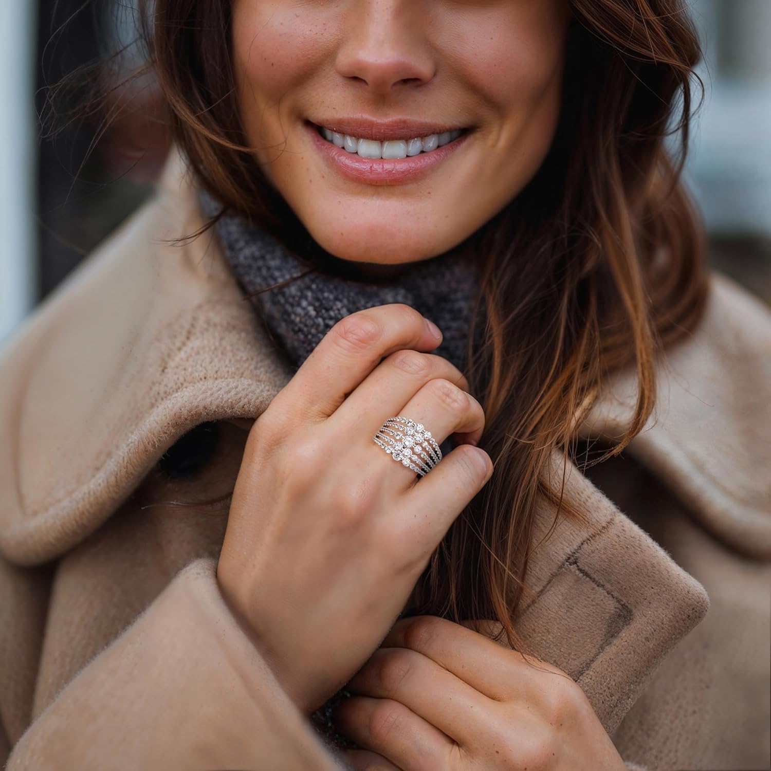 Ross-Simons 1.80 ct. t.w. CZ Multi-Row Ring in 18kt Gold Over Sterling - Image 2