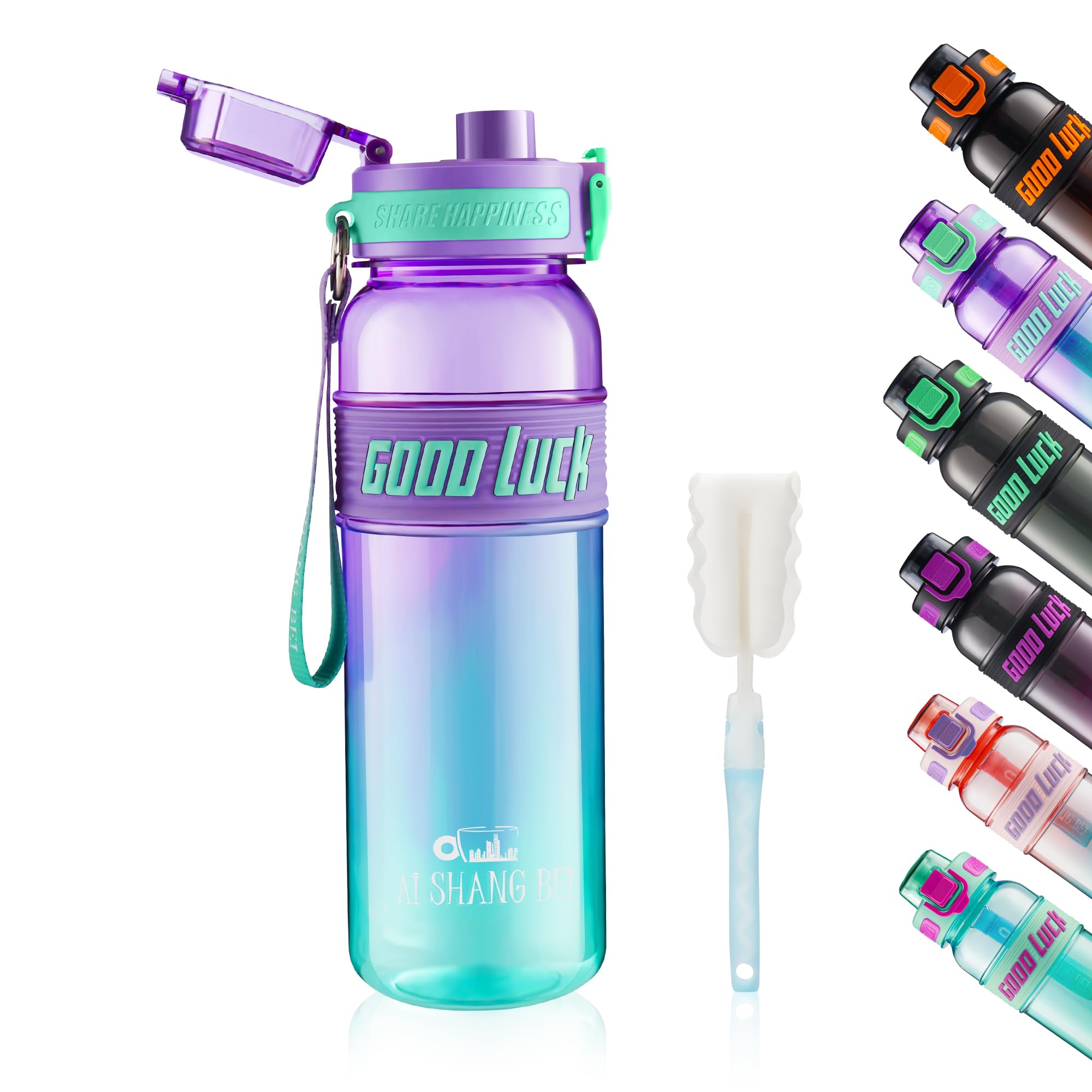 YC Kitchen Borraccia Sportiva Motivazionale 1L - Borraccia 1 litro, Bottiglia d'acqua Sportiva con paglia e trasporto cinghia