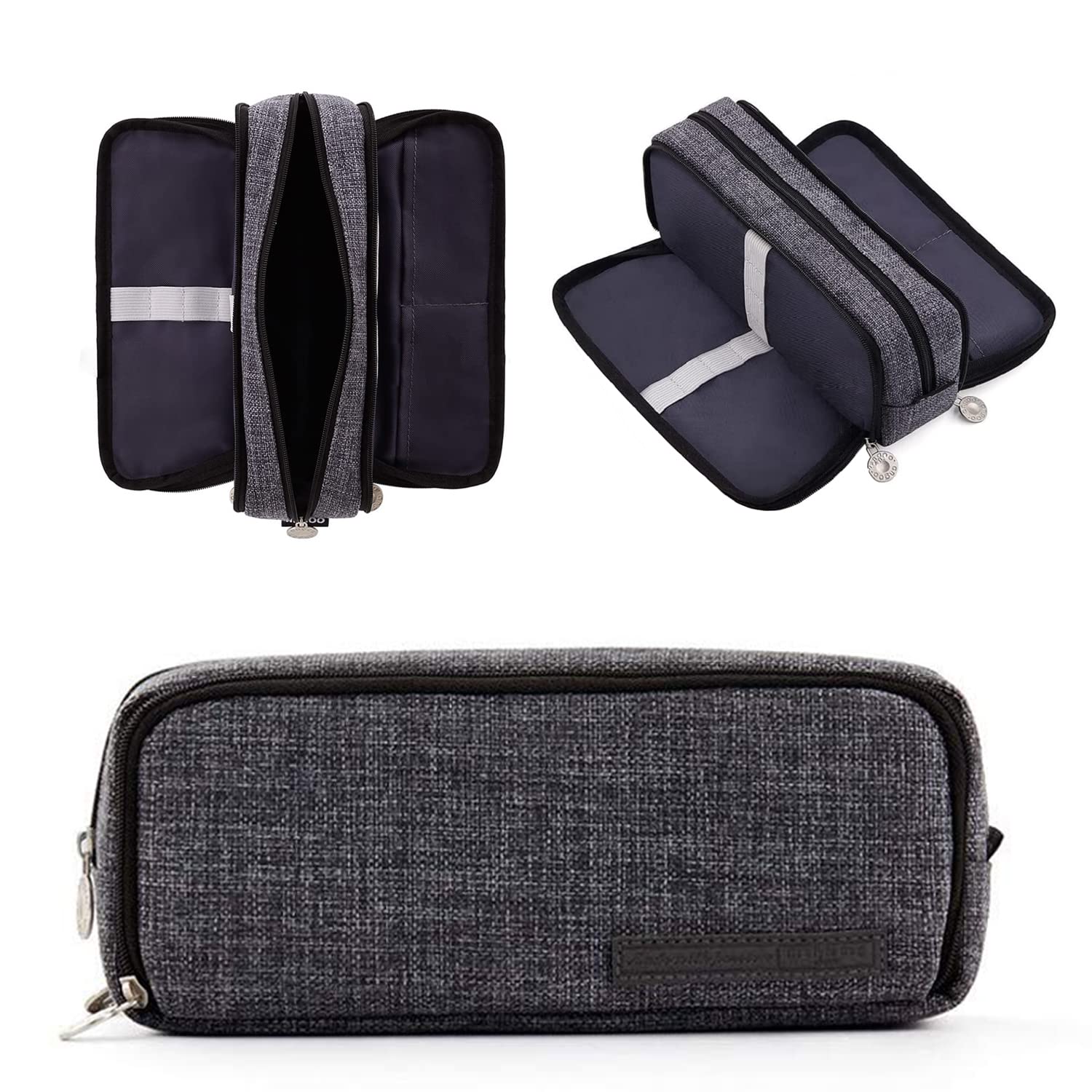 Estuche Escolar 3 Compartimentos Gris Navidad Regalos Originales para niños niñas Grande Capacidad Oxford Estuche Lapices Organizador Estuche de Maquillaje para Adolescentes Estudiantes Adultos