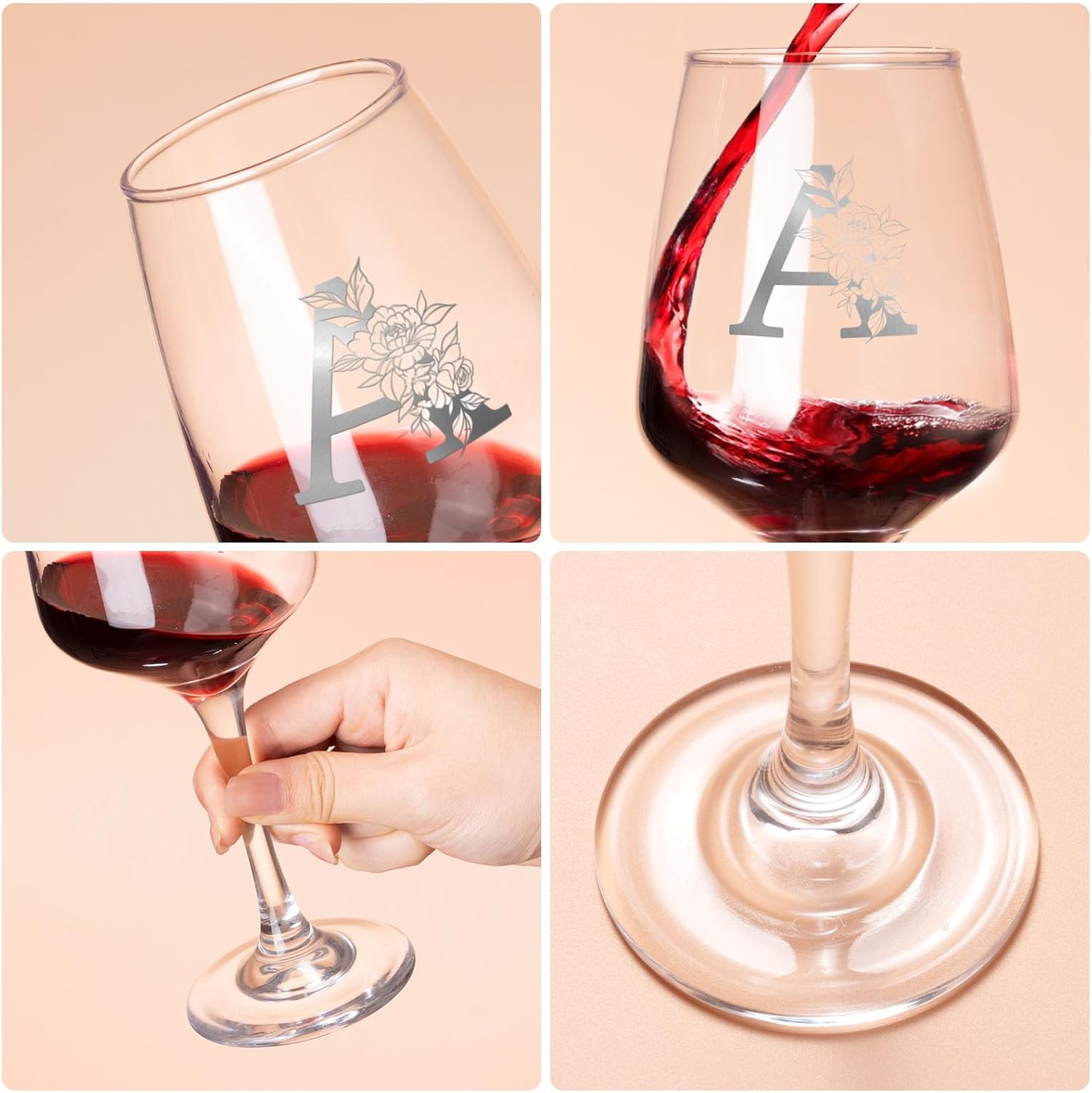 Monogrammed Wine Glass Gifts for Women, Personalized A-Z Wine Glass, Custom Gifts for Women, Unique Birthday Valentines Day Mothers Day Gift for Her, Mom, Wife, Friends - Image 4