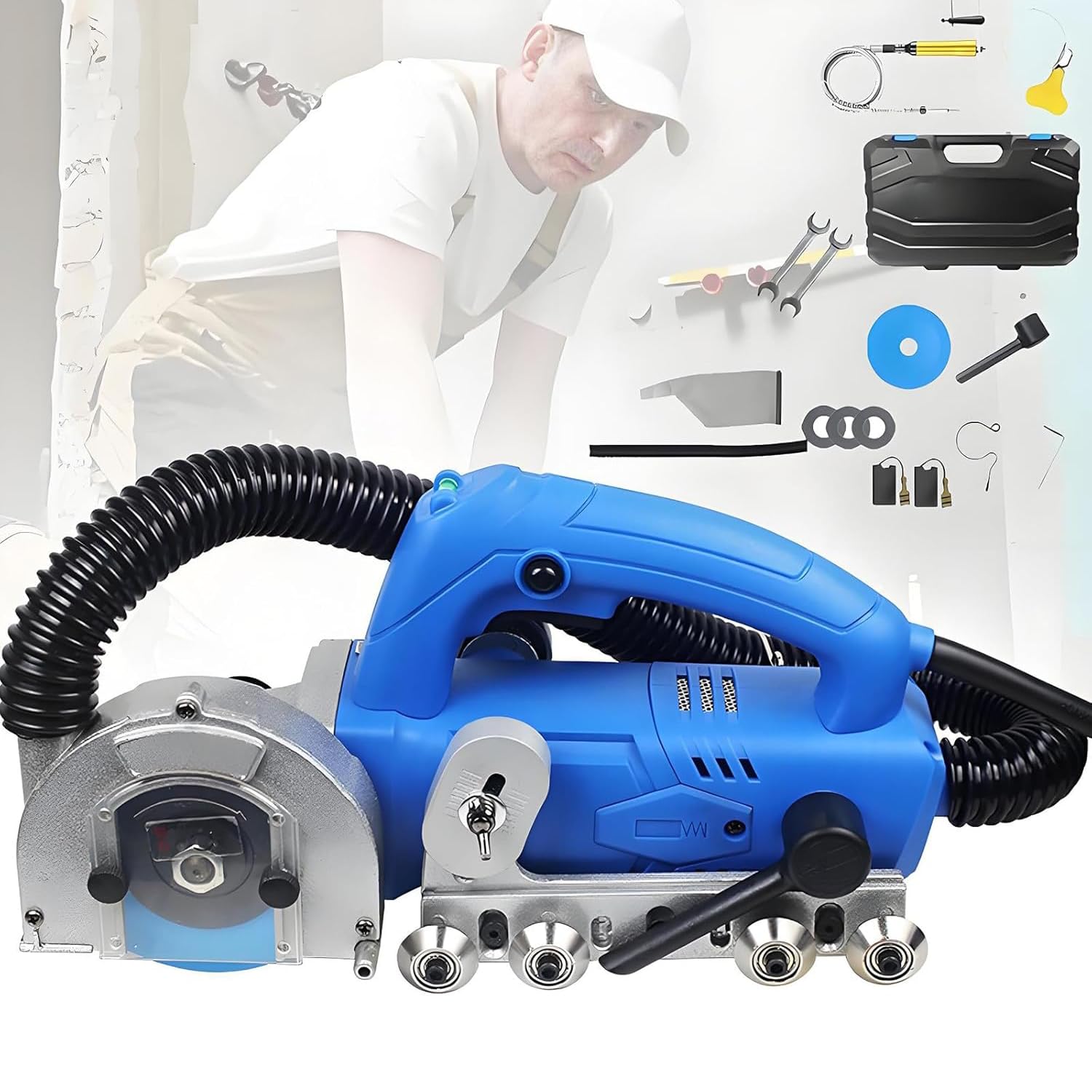 Herramienta eléctrica de eliminación de lechada, máquina de limpieza de juntas de azulejos con aspiradora para reparación y redireccionamiento de azulejos de cerámica, solución de limpieza eficiente