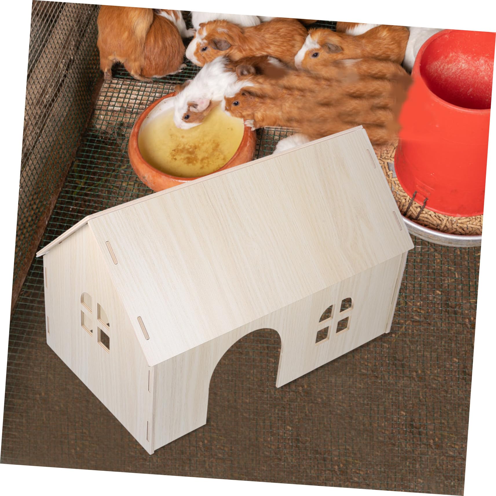 SHINEOFI Großes Hamsterhaus aus Natürlichem Holz Stabiles Nagerversteck und Schlafhaus Warmes Nagerhaus für Meerschweinchen Eichhörnchen und Kaninchen Sicheres Kleintiernest für Innenkäfig