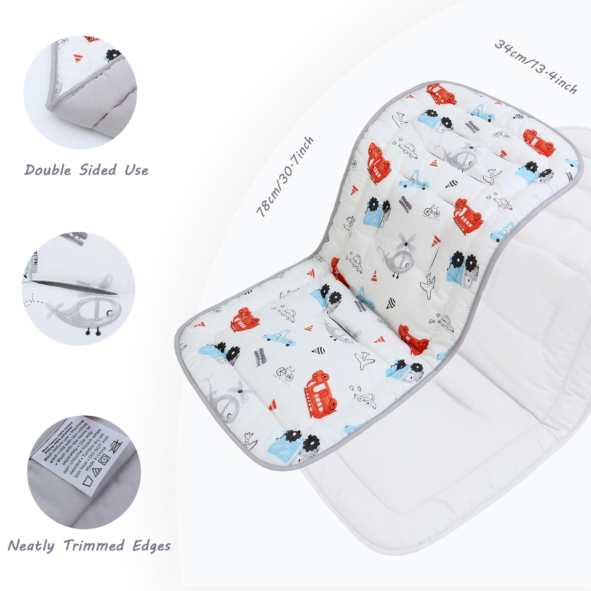 LAT Materassino Passeggino Universale, Copriseduta Passeggino Cotone, Copri Passeggino Universale a Doppia Facciata, Copriseduta Passeggino Universale 78x34cm (Auto Giocattolo)