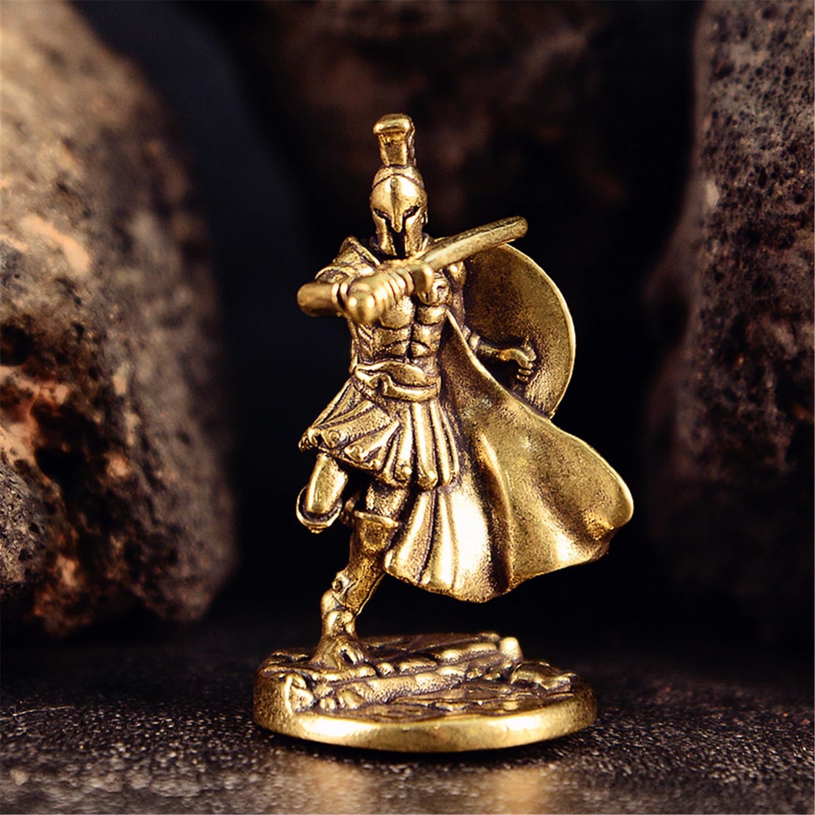 Statua di guerriero spartano, ornamentale, in ottone
