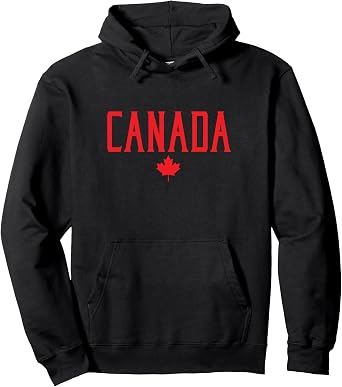 Canada Maple Leaf with Red Text Pullover Hoodie