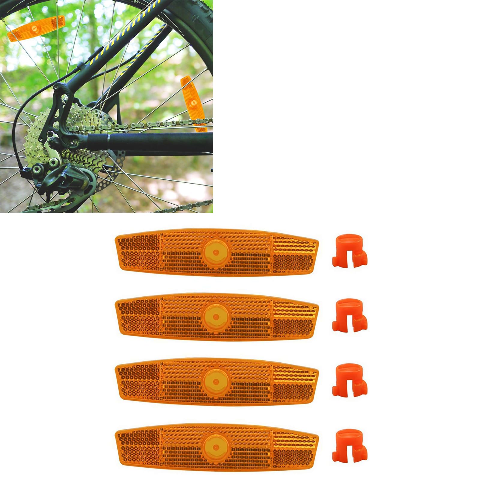 6 Pz Catarifrangenti Bicicletta – Set Riflettori per Raggi e Fanale