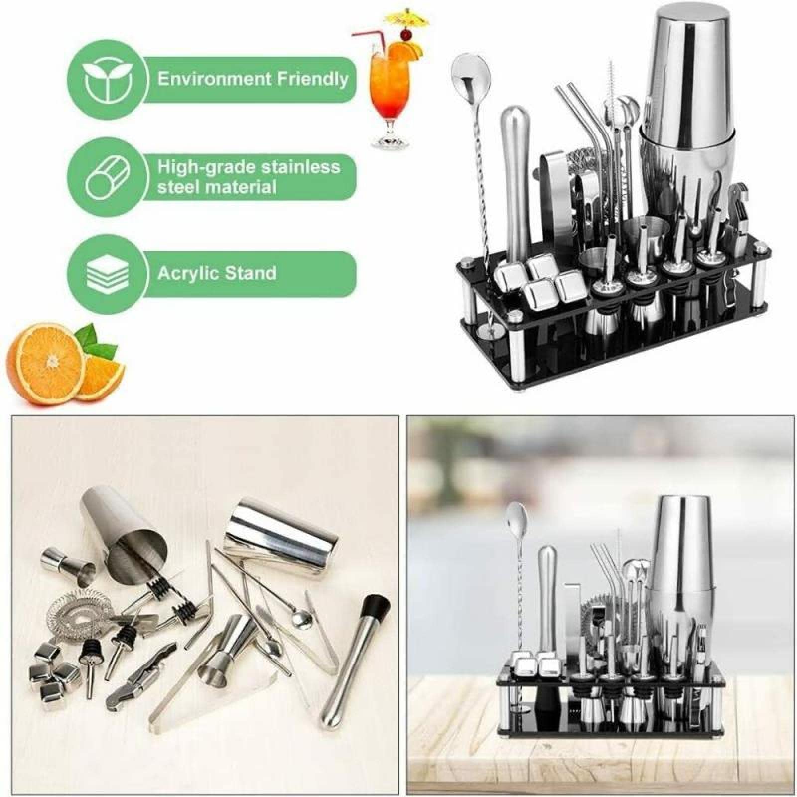 Bartender Set Bartender Kit 23 unids/Set Cocktail Set Shaker Mixer Acero Inoxidable Drink Making Kit Home Bar Bartender Kit Barras Set Herramientas