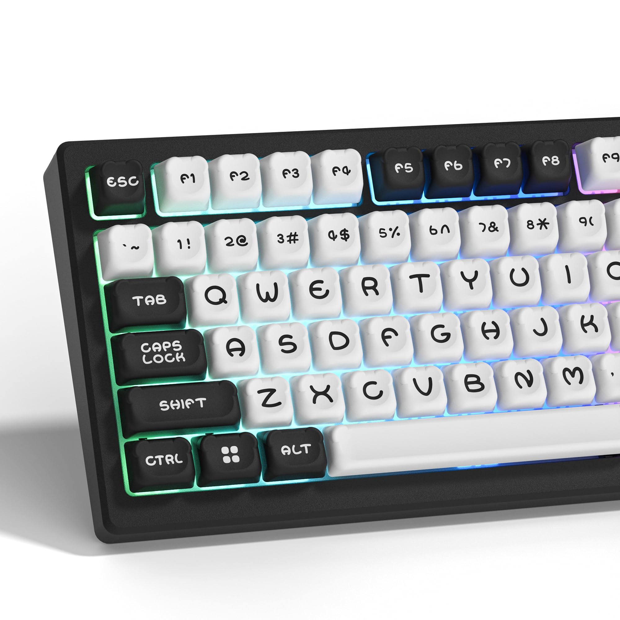 Womier PBT White Keycaps for Mechanical Keyboard, Bear Cute Keycaps, 122 Keys Custom MOA Key Cap for 60%,65%,75%,TKL,100% Cherry Gateron MX Switches Mechanical Keyboard-White