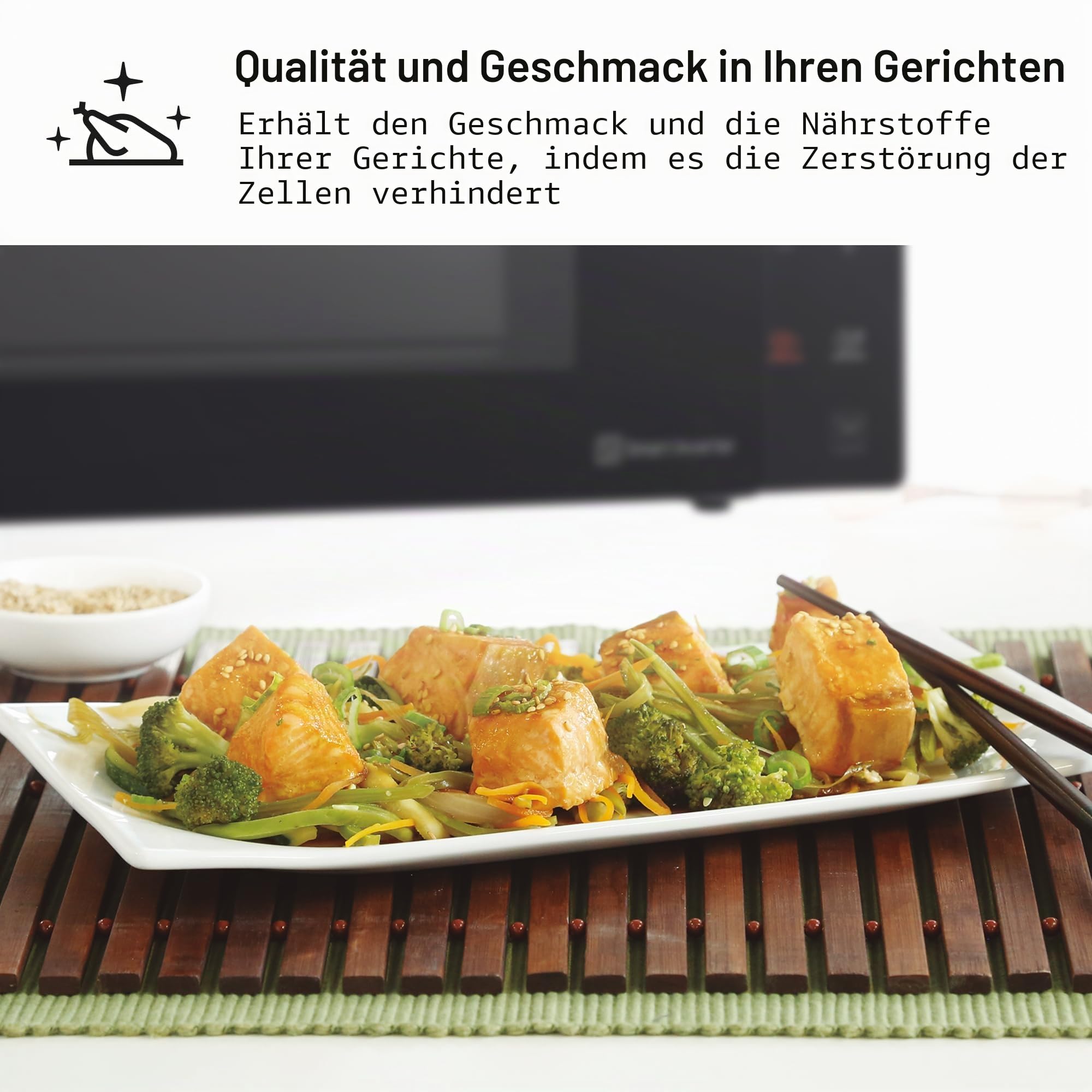 LG MH6535GIB Mikrowelle mit Grill 25L, 1150W, Grill mit 900W, Smart-Inverter-Technologie, Eco-Funktion, Schwarz