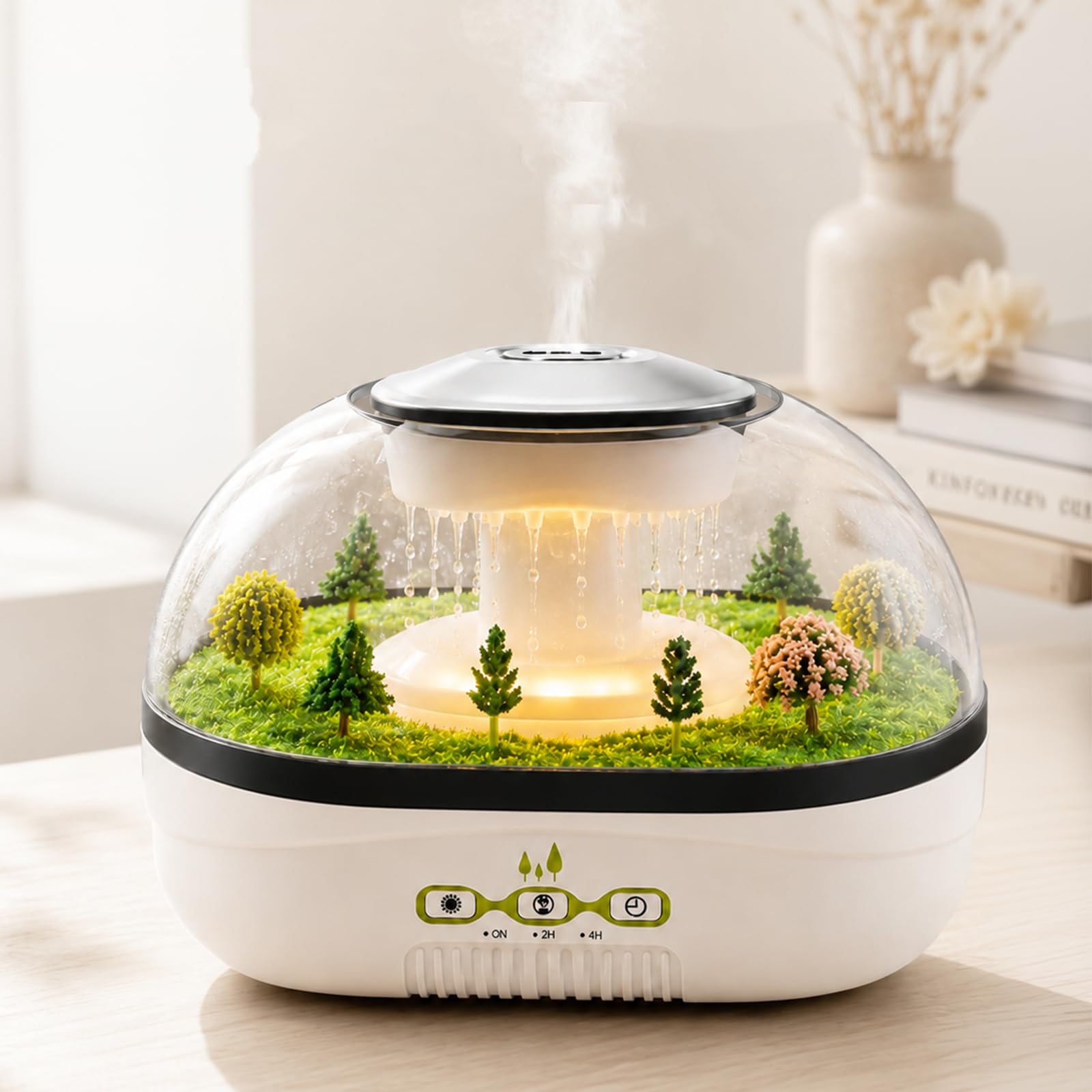 Mini umidificatore, diffusore di aromi a ultrasuoni, per camera da letto e bambino, silenzioso, con luce a LED e spegnimento automatico, umidificatore decorativo a goccia di pioggia, per casa e