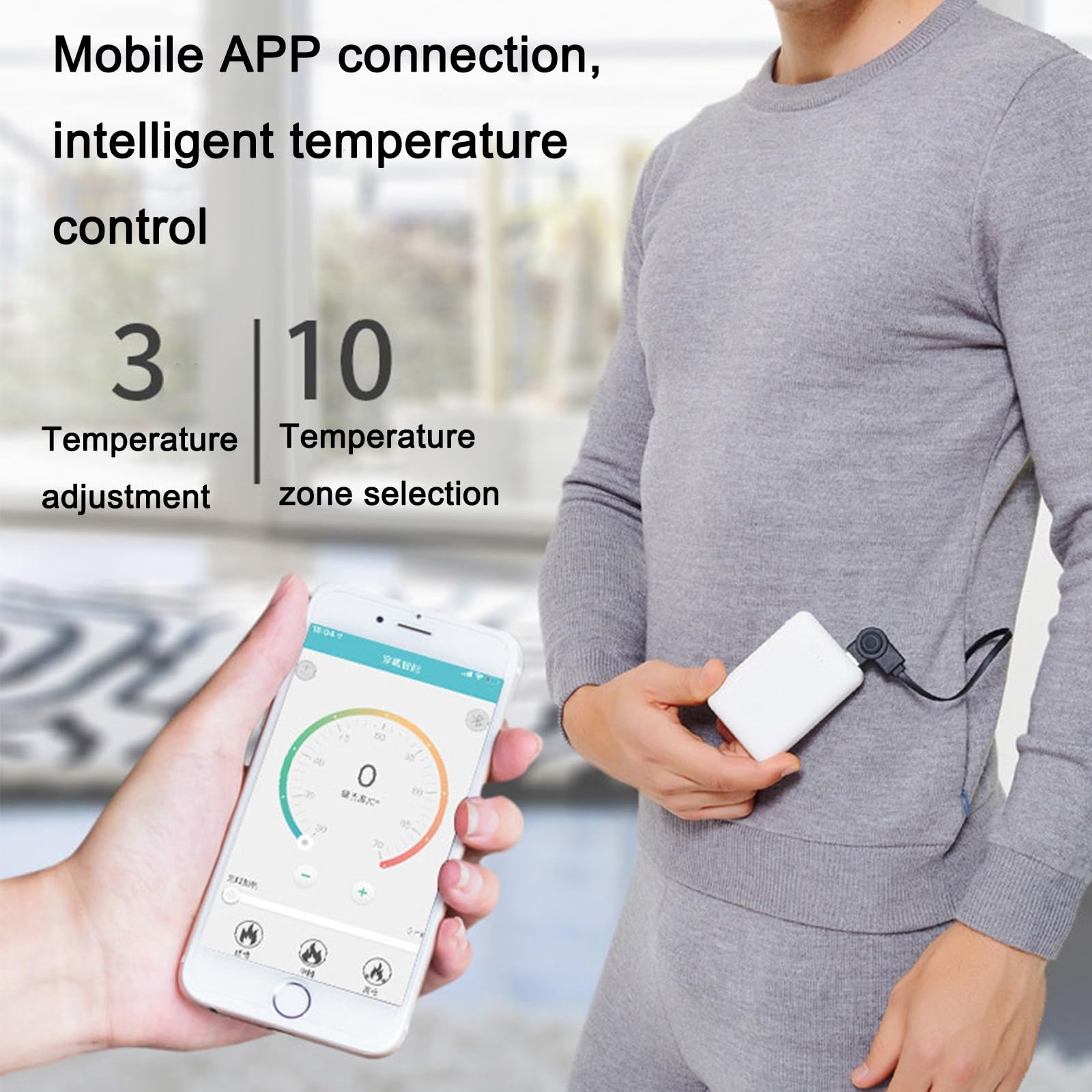 Set di Biancheria Intima Riscaldata Per Uomini E Donne, Termica Riscaldata + Pantaloni Riscaldati Elettricamente, Alimentato a Batteria USB Pantaloni Smart Control Temperatura Tuta Calda ( Colore : Bl