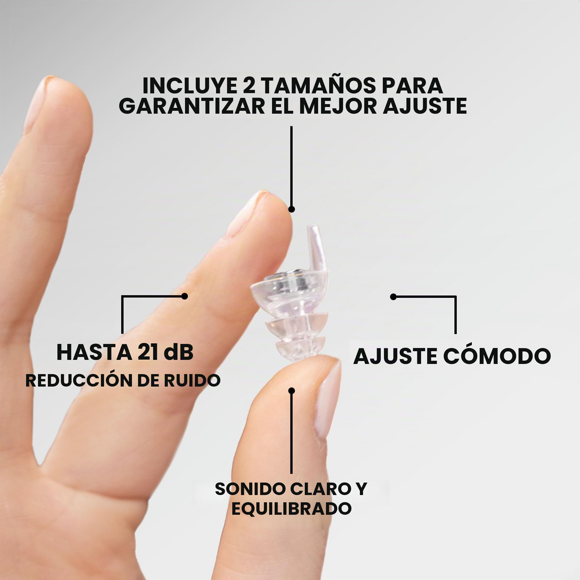 Tapones transparentes Eargasm Smaller Ears para conciertos, festivales, músicos, vida nocturna y motocicletas. Protección auditiva: reducción de ruido de hasta 21 dB.