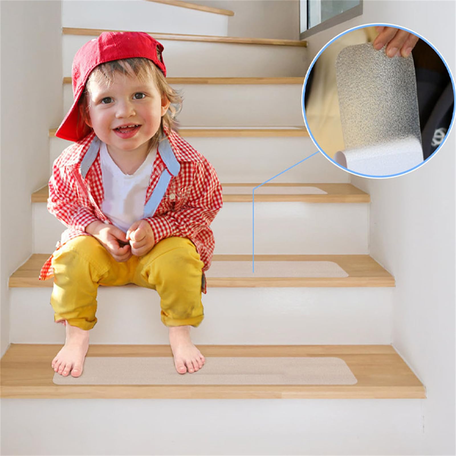 champracer Antirutsch Treppenstufen Transparent, Stufenmatten Transparent für Treppen, Anti Rutsch Treppe Anti-Rutsch Stuffen, Treppenstufen Rutschschutz Treppenschutz (10x61 cm,15pcs+Laufrolle)
