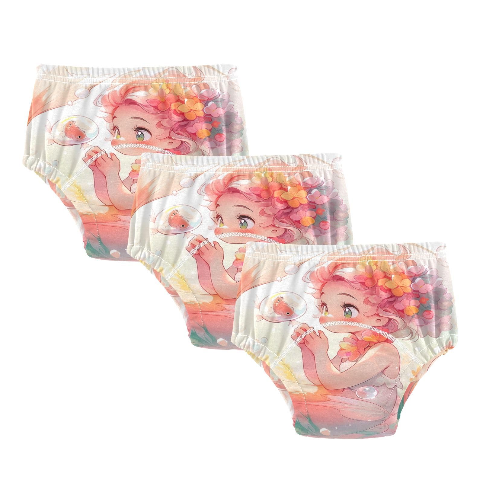 Coikll Cute Mermaid and The Fish Toddler Training Underwear Waterproof Baby Pee Pants -5T