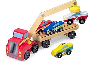 Melissa & Doug Magnetic Wooden Toy Set with Trucks for Toddlers