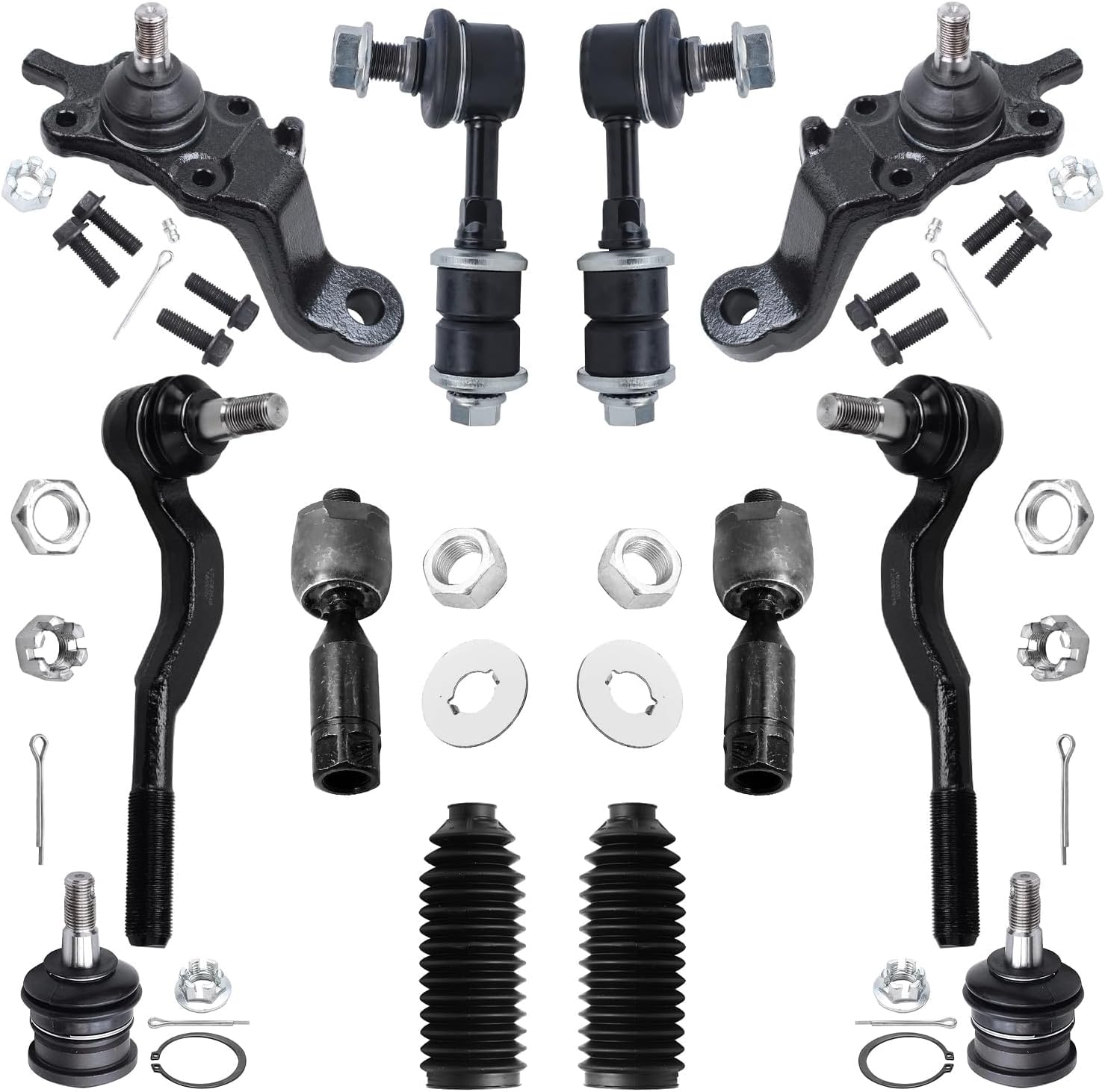 Detroit Axle - 12pc Front Suspension Kit for 1995-2000 Toyota Tacoma 1996 1997 1998 1999 2000, 4 Upper & Lower Ball Joints, 4 Inner & Outer Tie Rods, 2 Sway Bars, 2 Boots, Replacement