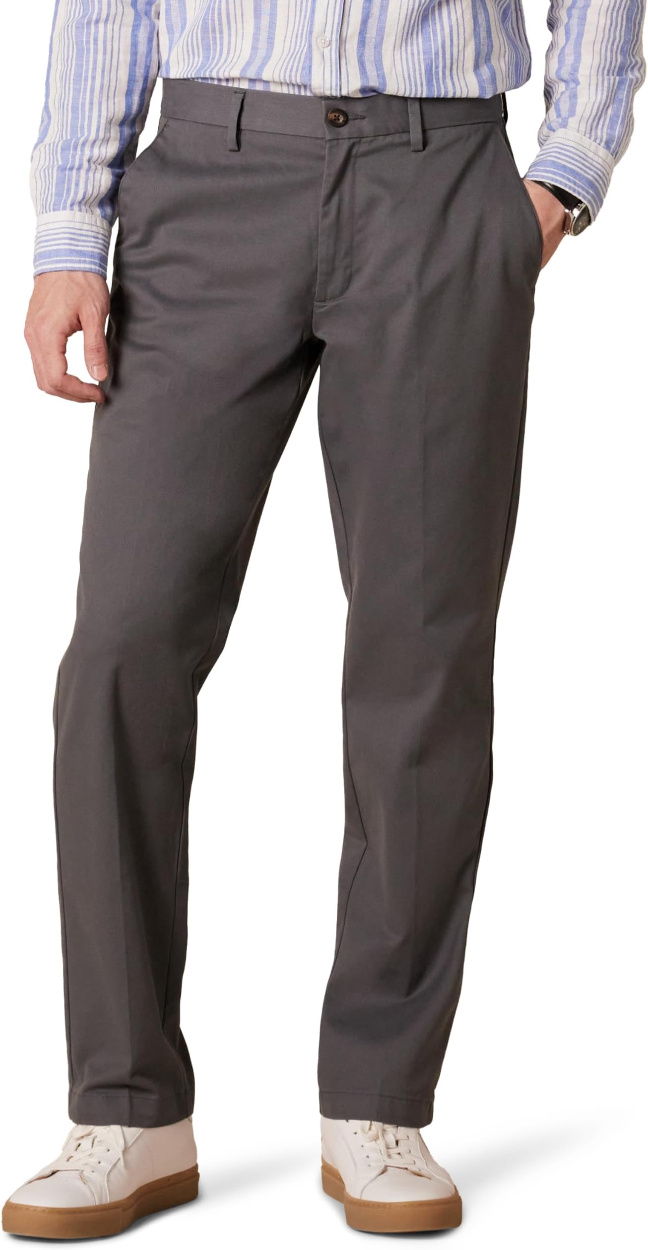 Men's Straight Fit Wrinkle-Resistant Flat-Front Casual Chino Trousers
