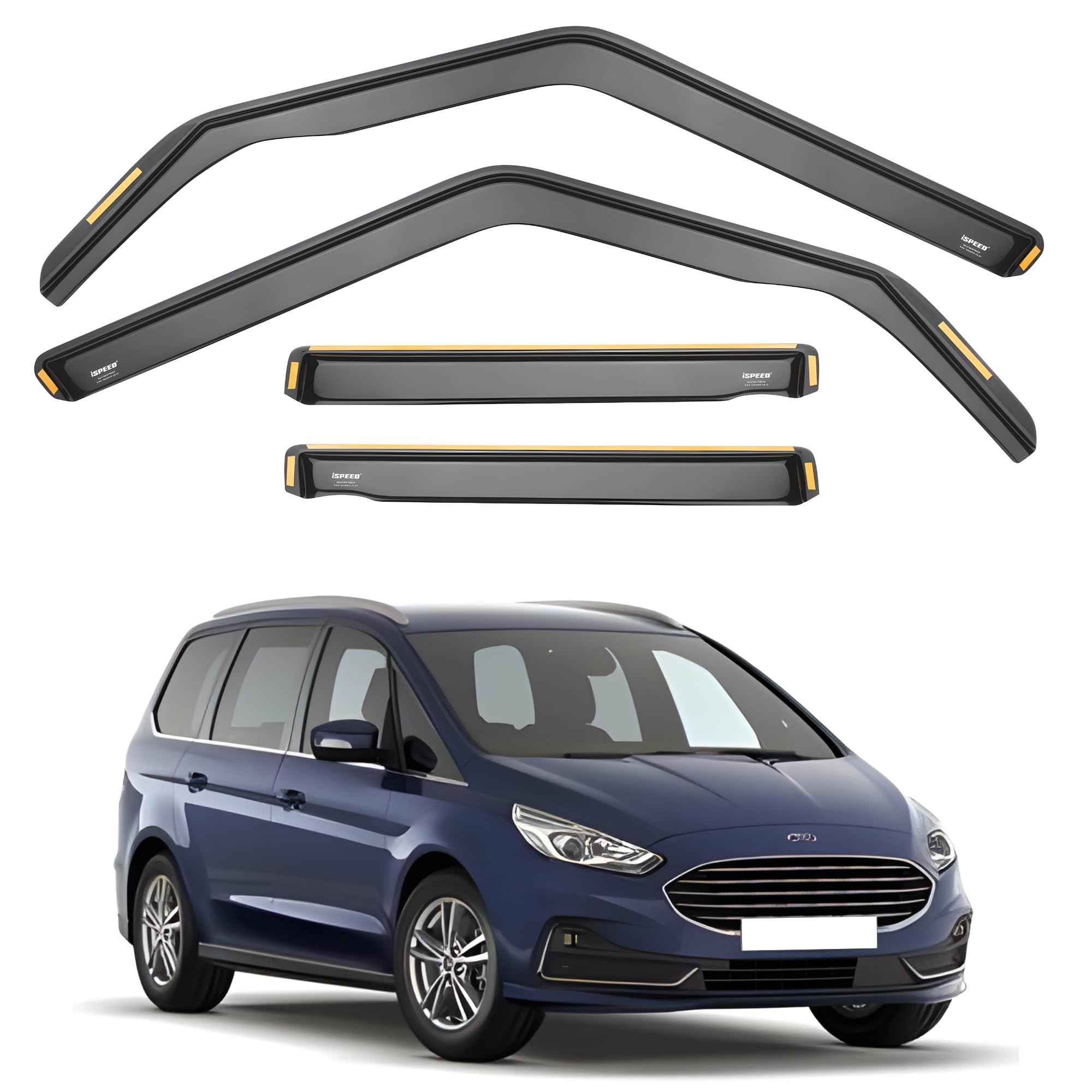 ISPEED Wind Deflectors Compatible with FORD GALAXY MK3 CD390 MPV 2016-onwards 5-doors 4-pc Tinted Wind Deflectors/Sun Visors/Rain Shield/Wind Shield