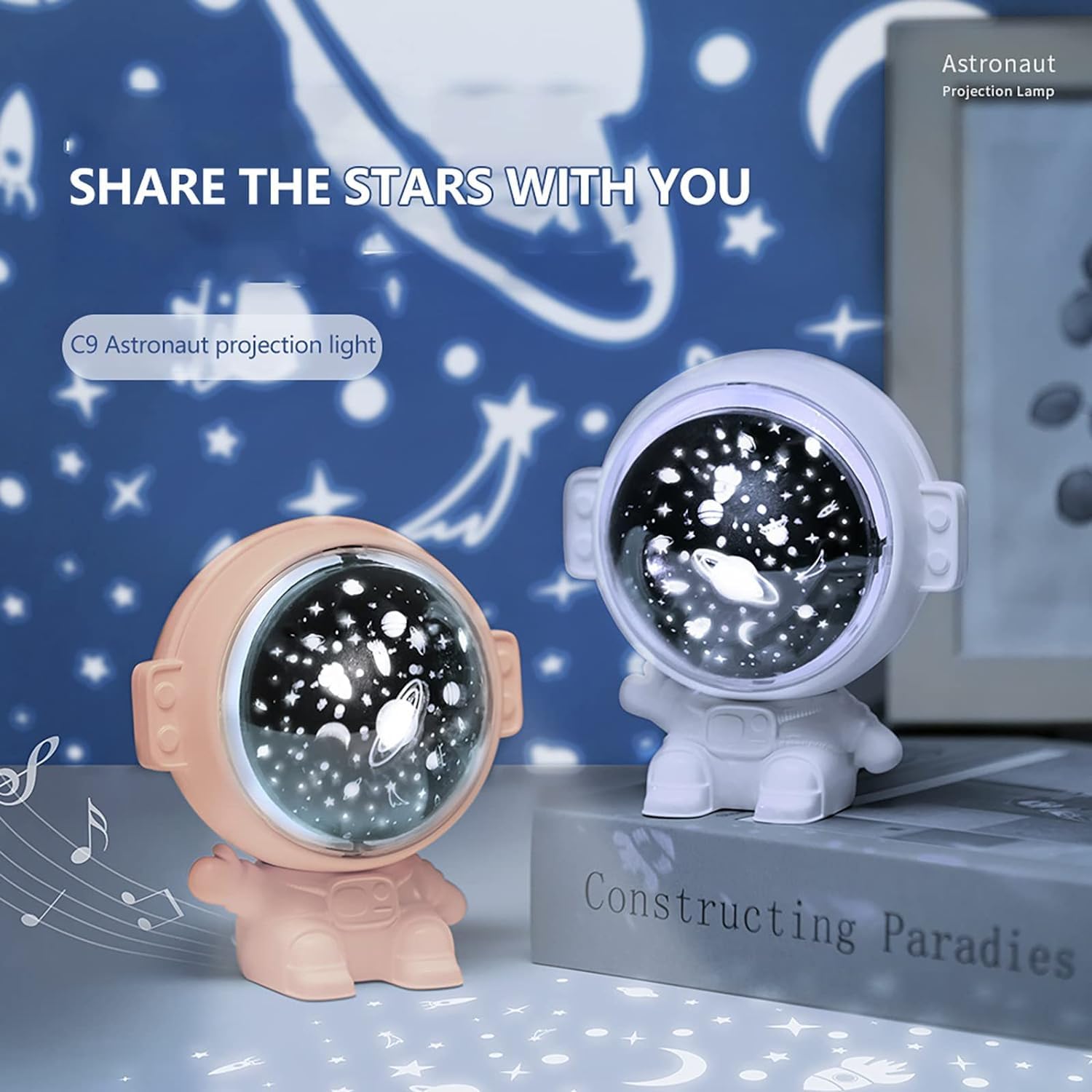 Veilleuse d'ambiance veilleuses projecteur d'étoiles Lampe de Nuit Galaxie Astronaute projecteur Spatial étoilé Lampe de Plafond à LED