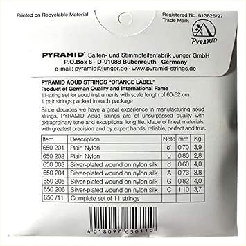 Pyramid ARABIC AOUD (Orange Label) Nylon 11-string Set (with D3 wound)