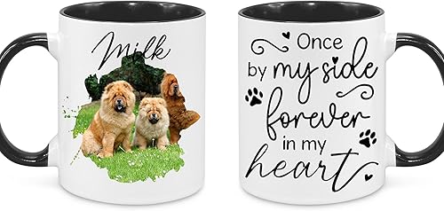 Miniatura 1 de Taza de café de cerámica personalizada con nombre, Once By My Side Forever In My Heart, foto personalizada con mango de color, Chow Chow Dog, regalo