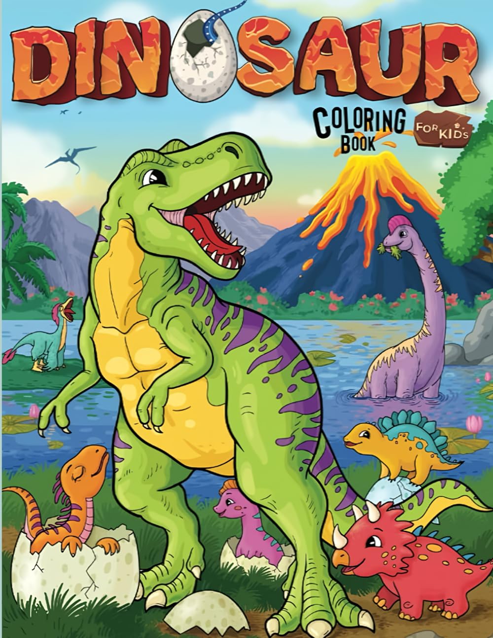 Dinosaur Coloring Book for Kids Ages 4–8: Fun and Easy Dinosaur Pictures to Color for Boys and Girls