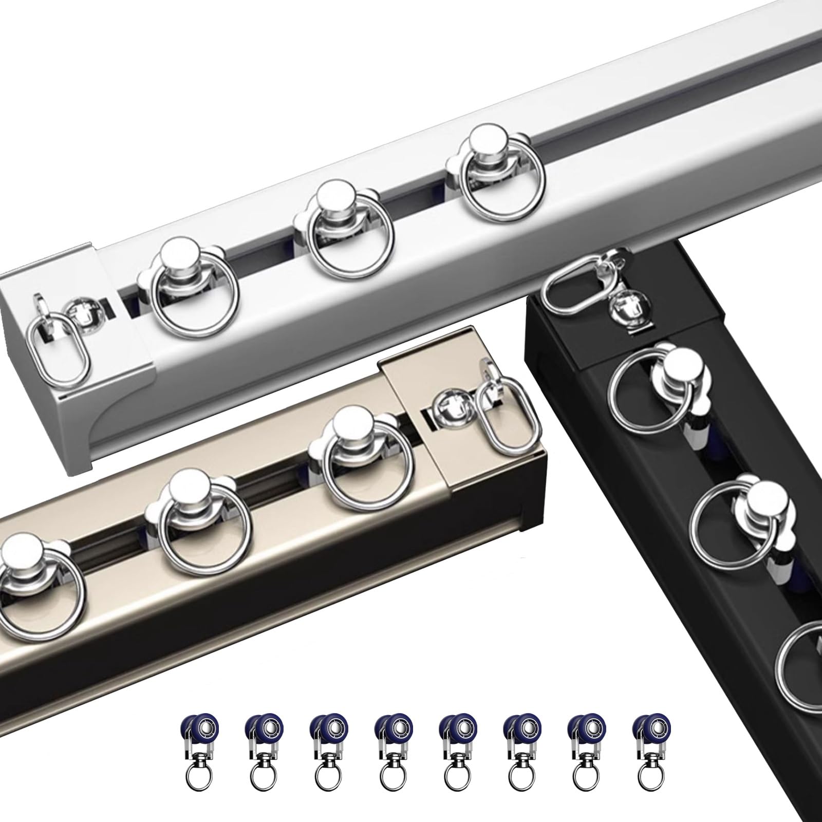 Rails à rideaux en aluminium robuste 500 cm, tringle extra-épaisse et silencieuse pour plafond