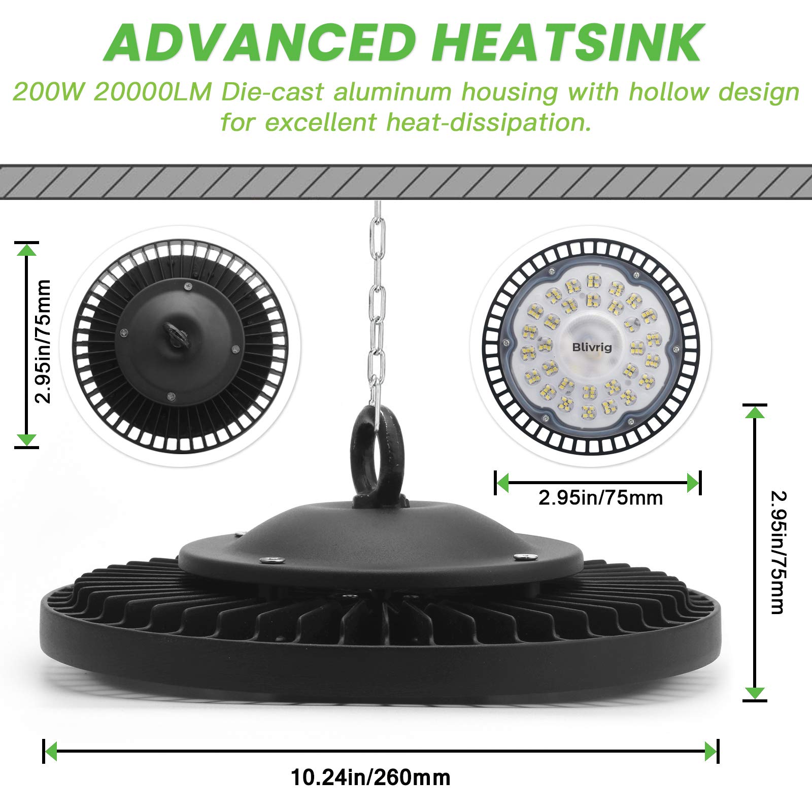 200W LED UFO High Bay Light, 6500 K zimna biel UFO reflektor High Bay 20000LM reflektor LED przemysłowy IP65 Wodoodporne światło punktowe High Bay Light, UFO LED Spot dla siłowni Fabryka Magazyn