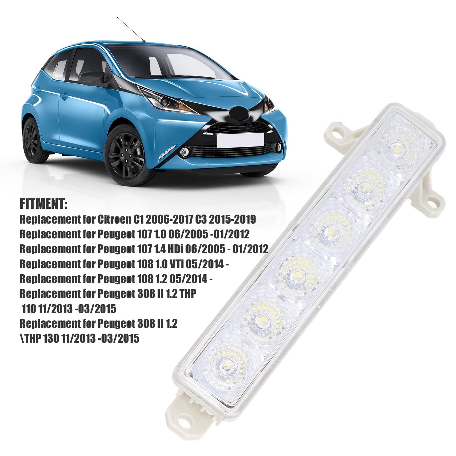 , luces de circulación diurna superbrillantes impermeables, luces de circulación diurna superbrillantes, luces antiniebla 9802795580, repuesto para 107 108 308