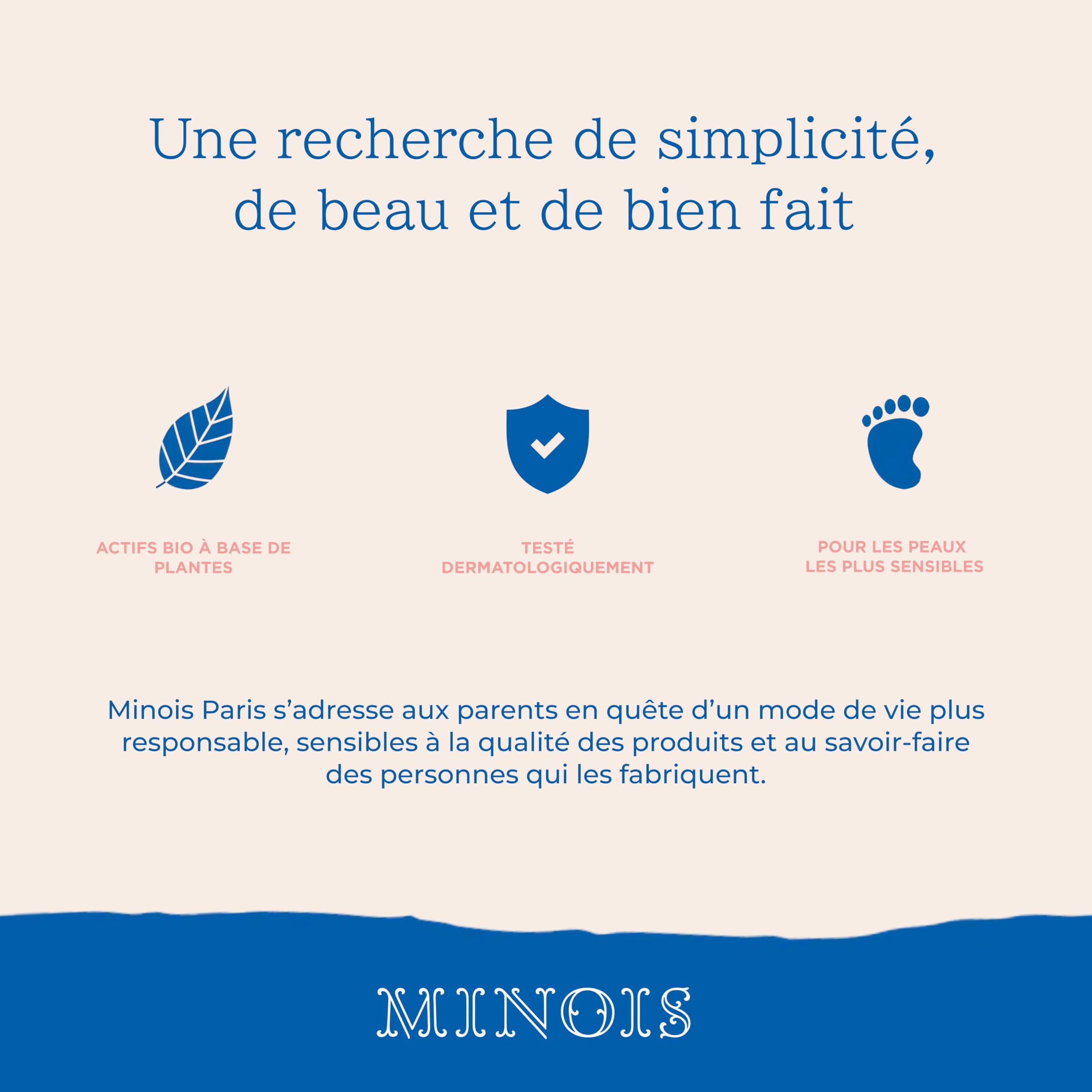 Minois Paris - Gel Lavant Délicat pour Bébé - Corps & Cheveux Facile à rincer - Apaise les Peaux Sensibles - Ingrédients 97,6 % Origine Naturelle - Sans Parabènes & Sulfates - Made in France - 500ML