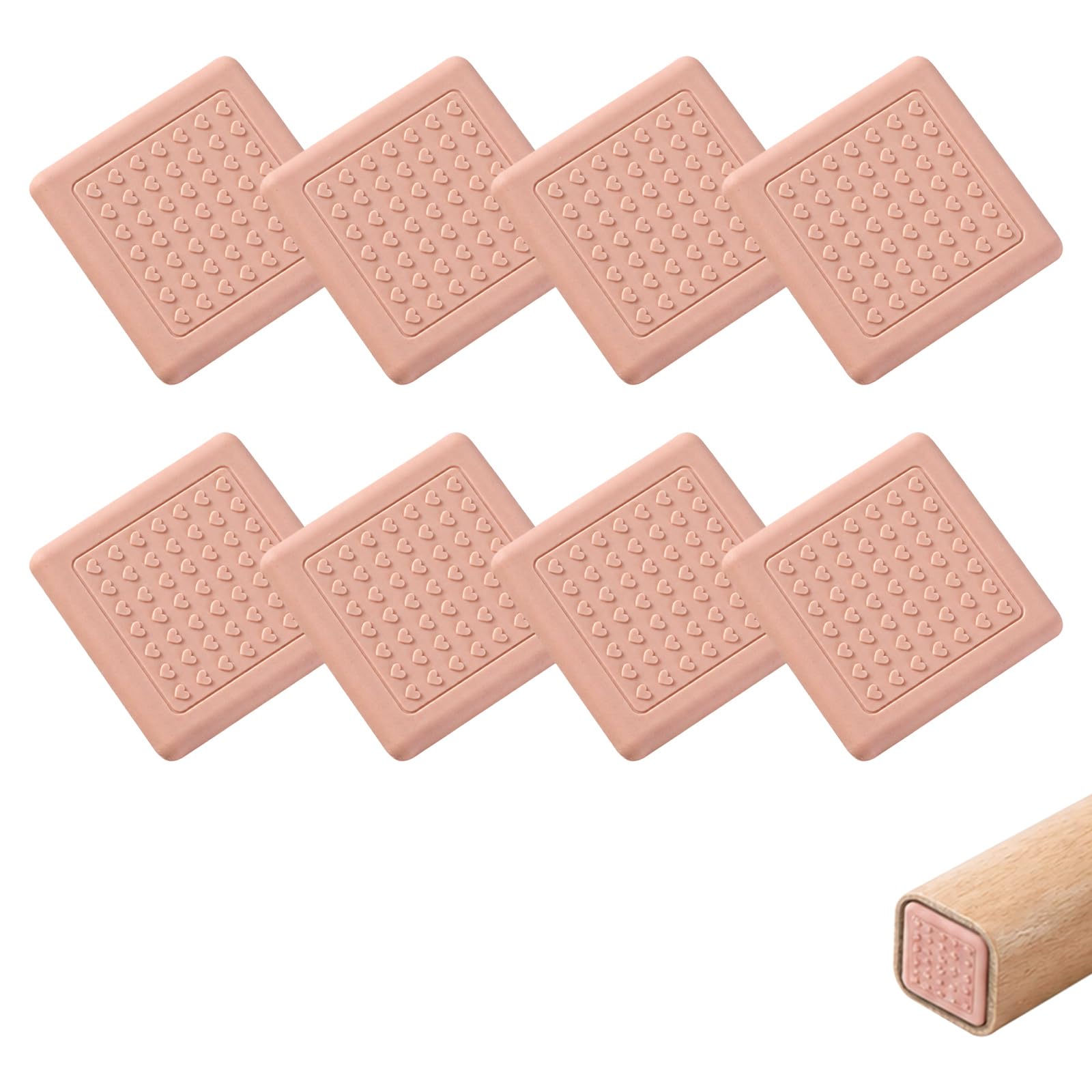 8pcs Cutting Board Chopping Silicone Feet Pad, Anti-Slip Waterproof Sticky Self-Adhesive Feet Large Cushion Adjustable for Home Sofa Chair Leg Floor Furniture Kitchen Accessories (Apricot Square)