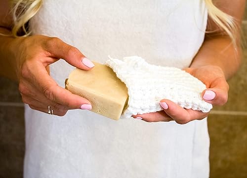 Miniatura 4 de Grey Pink Yellow Blue Multi Color Crochet Soap Saver Bag - Soap Savers For Bar Soap Pouch - 3 Pack Set - Cotton Soap Sack with Drawstring