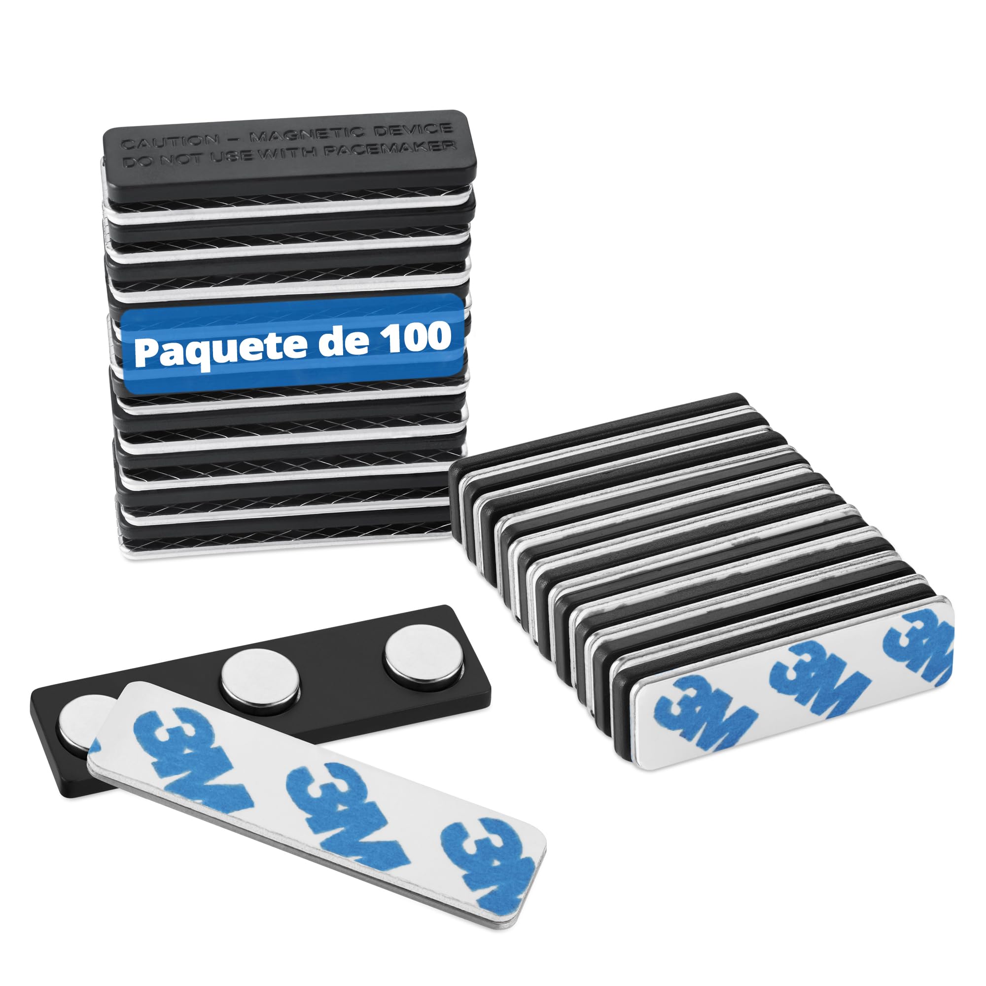 Imanes de etiqueta de nombre Mifflin (100 imanes de insignia 44,5 x 12,7 mm) con 3 imanes de neodimio extrafuertes para portatarjetas de identificación