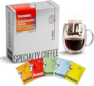 Tavaasa Specialty Drip Coffee Bags, Single Serve Pour Over Coffee No Equipment, Discovery Pack 5 Count, Single Origin India, 100% Arabica, Nitrogen Flushed, Assorted Roast