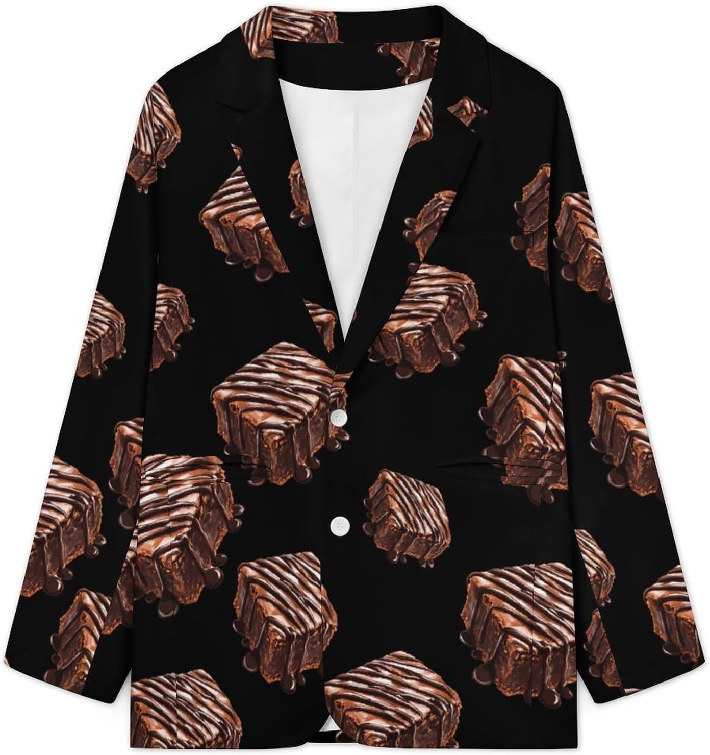 Brownie with Chocolate Drizzle Suits Blazer for Men Buttons Jacket Coat Business 6X-Large